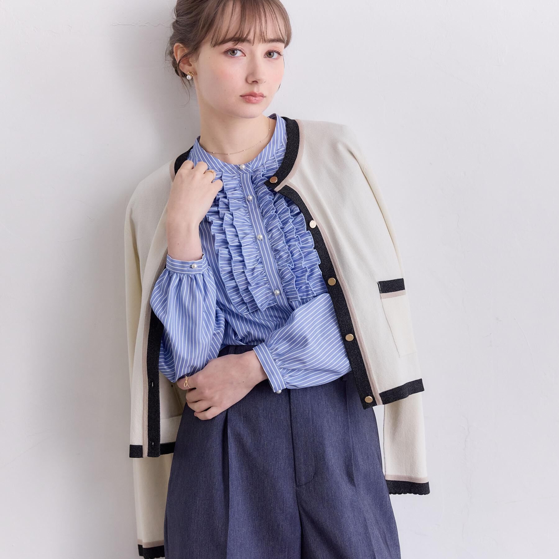 Couture broach「【洗える・着映え】SPRING配色カーディガン」|カーディガン|アイボリー(004)