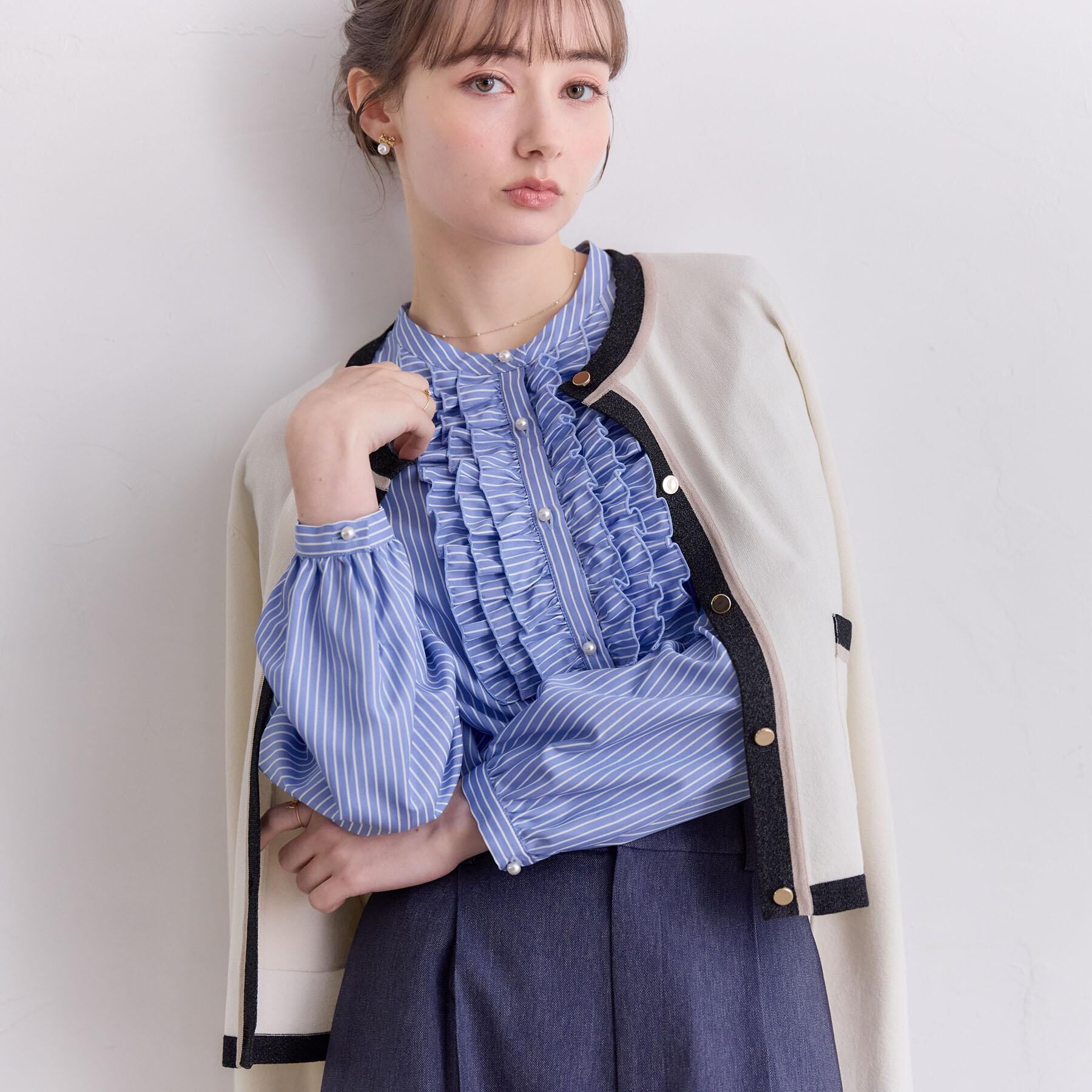 Couture broach「【洗える・着映え】SPRING配色カーディガン」|カーディガン|