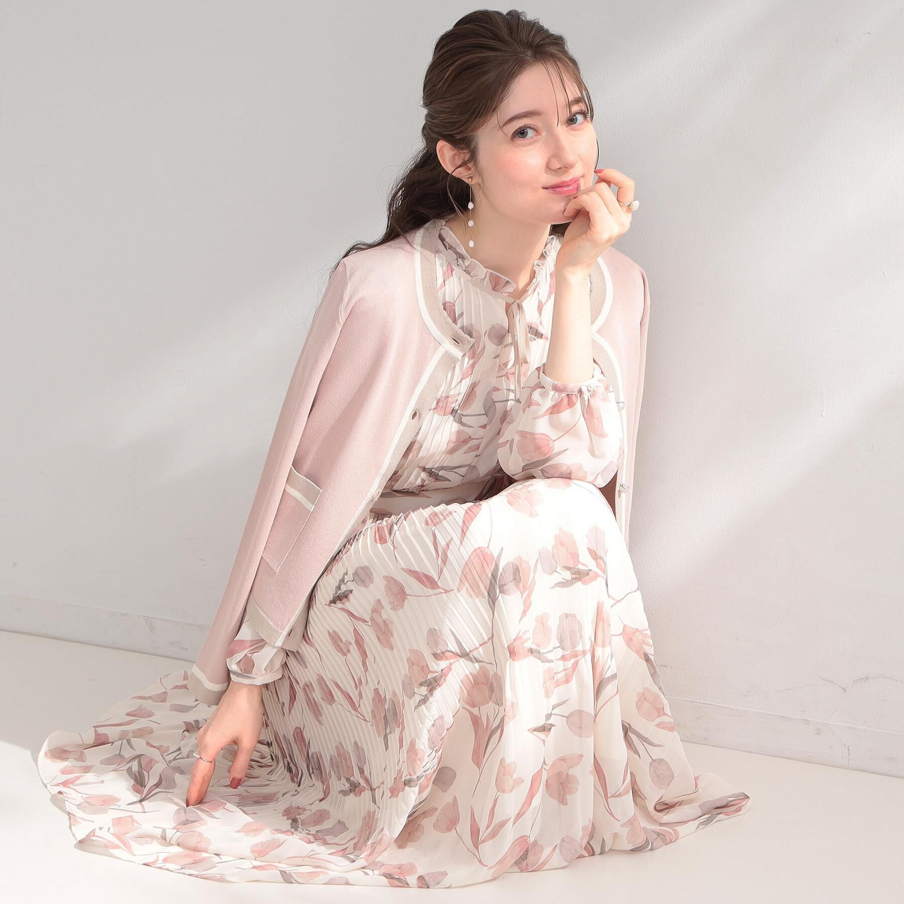 Couture broach「【洗える・着映え】SPRING配色カーディガン」|カーディガン|