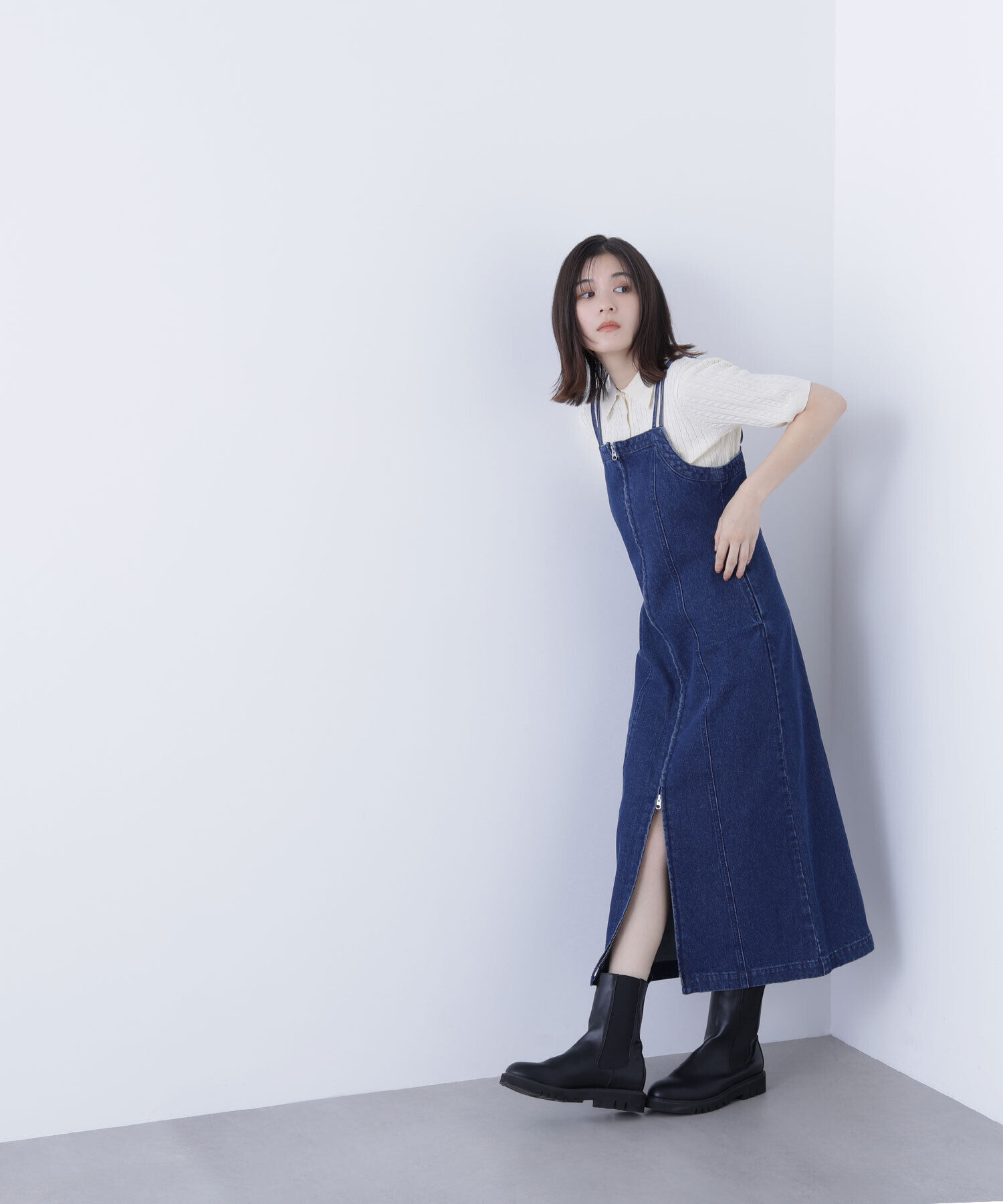  「デニムナローキャミワンピース」|ワンピース|