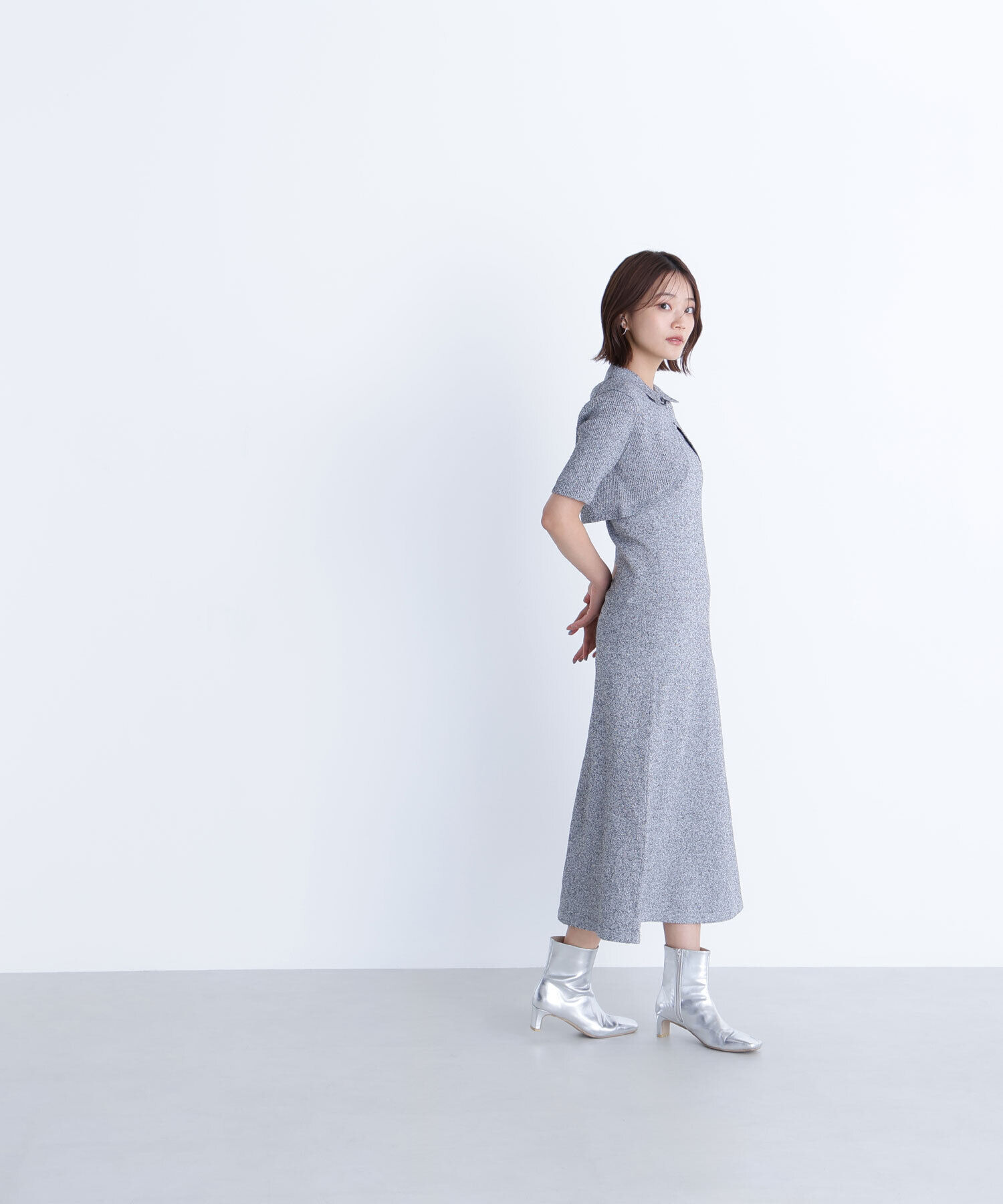  「ショートボレロセットニットワンピース」|ワンピース|