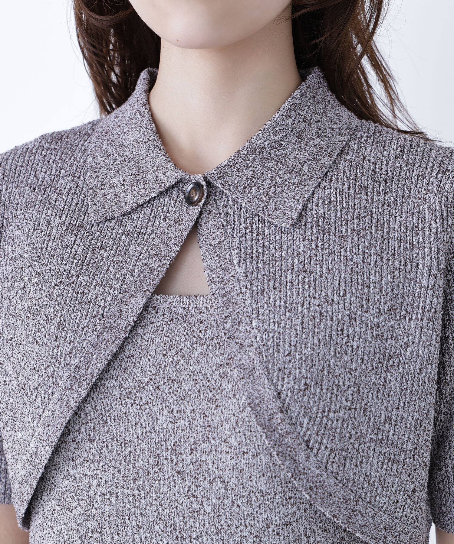  「ショートボレロセットニットワンピース」|ワンピース|