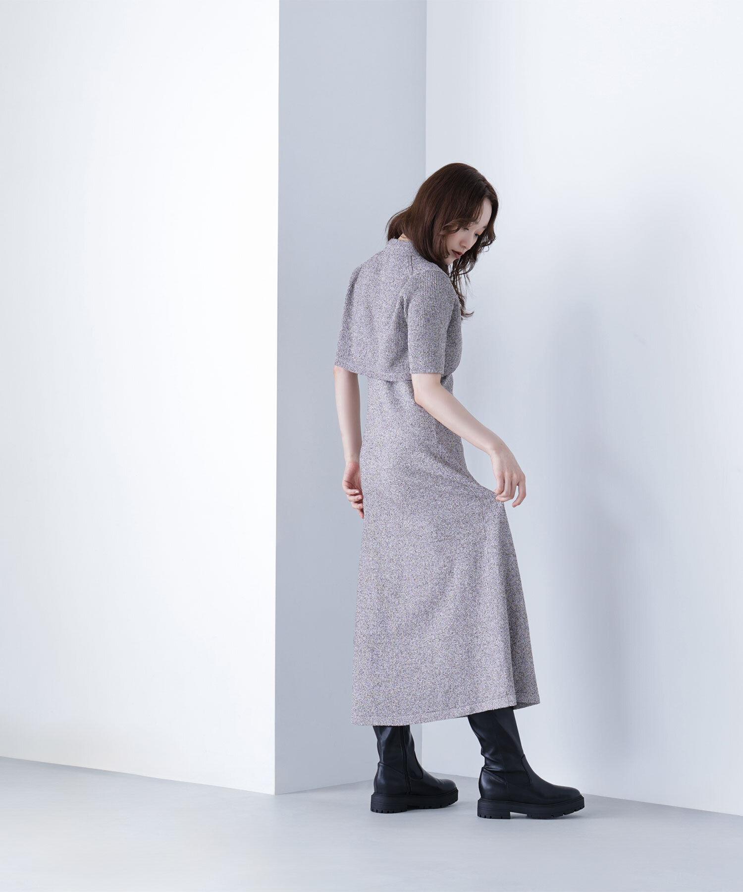  「ショートボレロセットニットワンピース」|ワンピース|