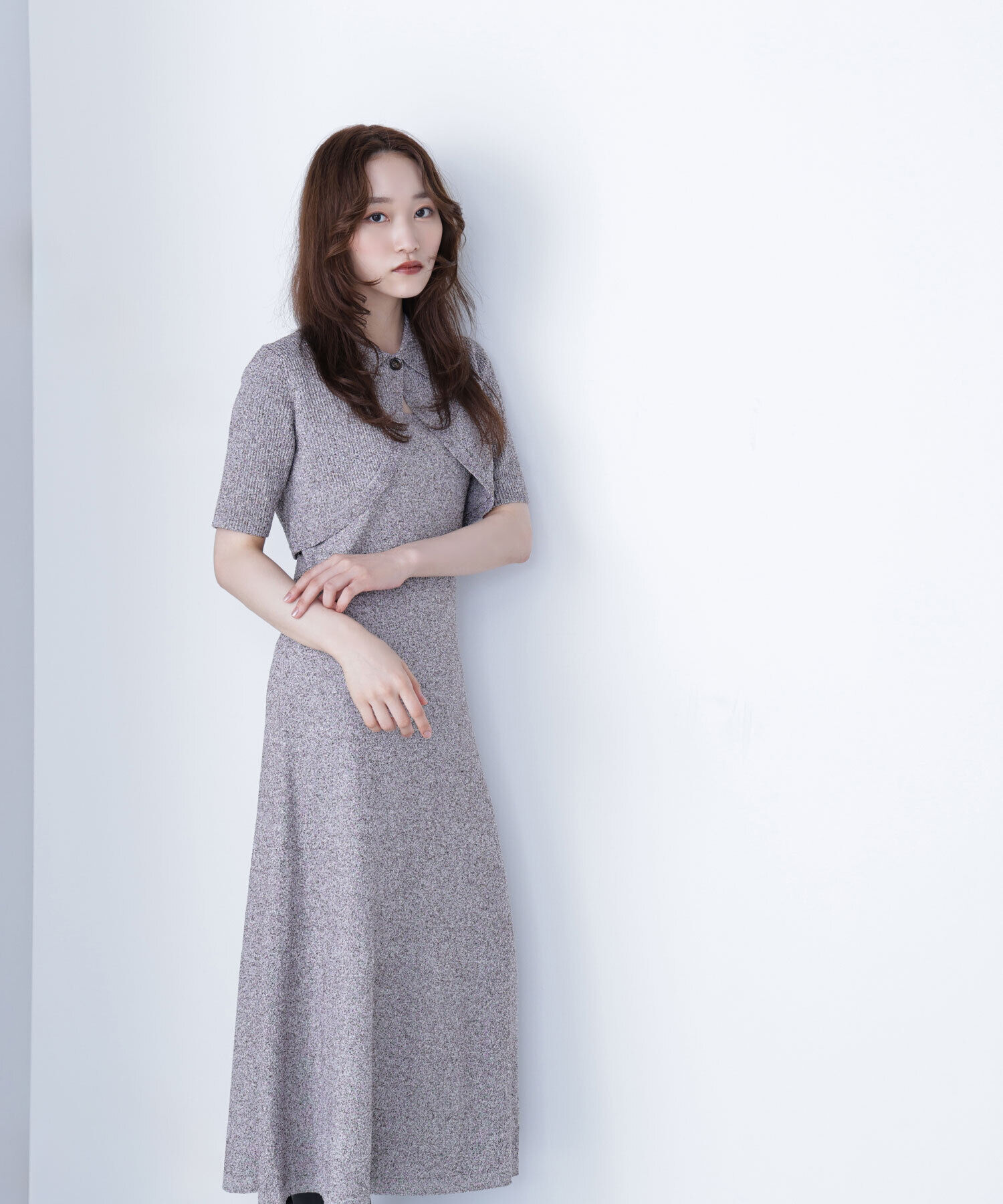  「ショートボレロセットニットワンピース」|ワンピース|