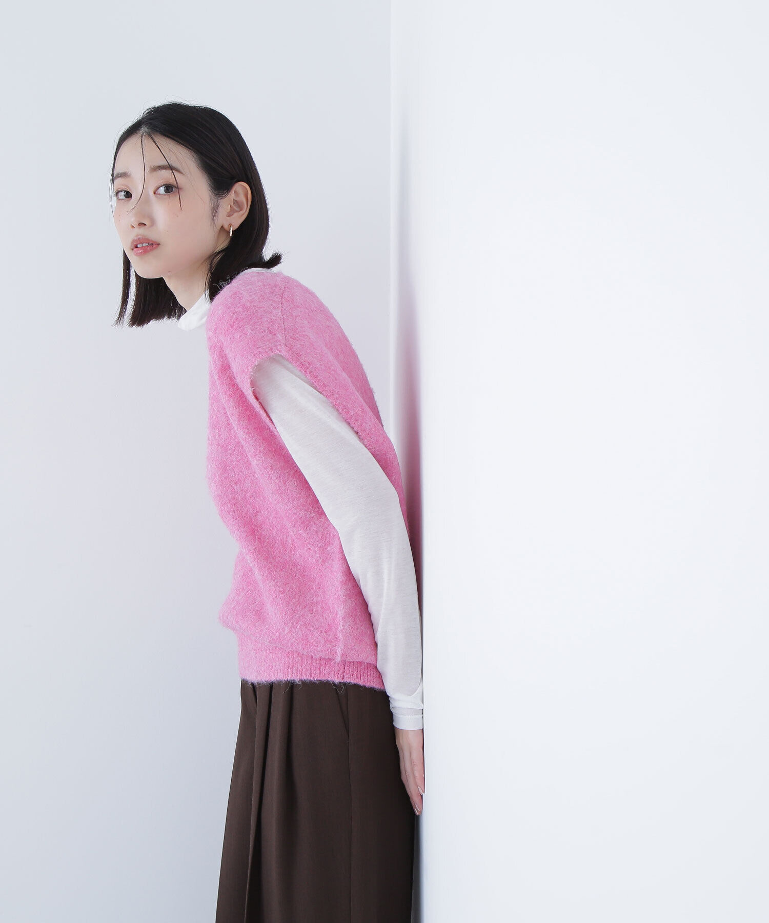  「ヘアリーVネックベスト」|ニット・セーター|