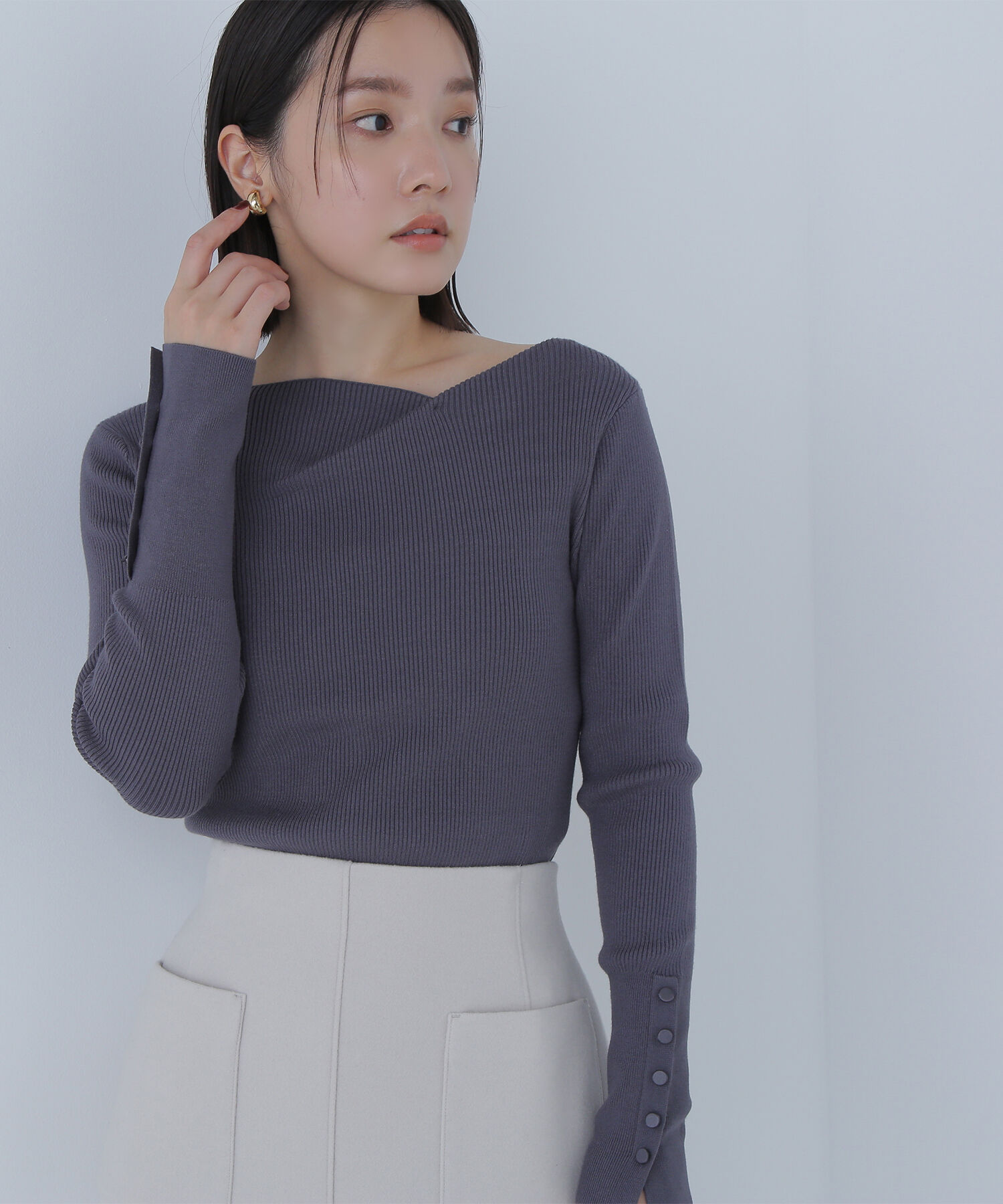  「ニュアンスネックリブニット」|ニット・セーター|