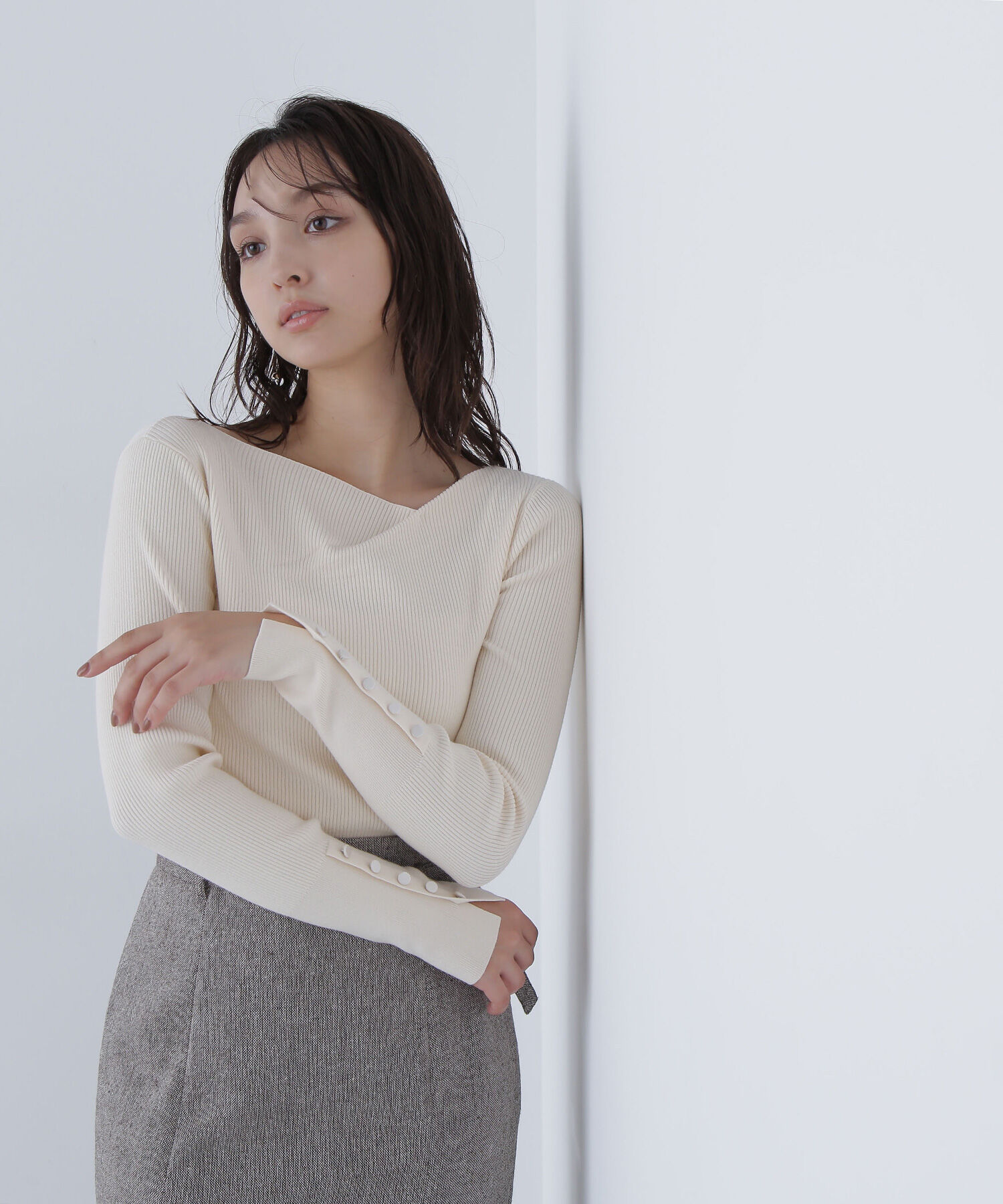  「ニュアンスネックリブニット」|ニット・セーター|