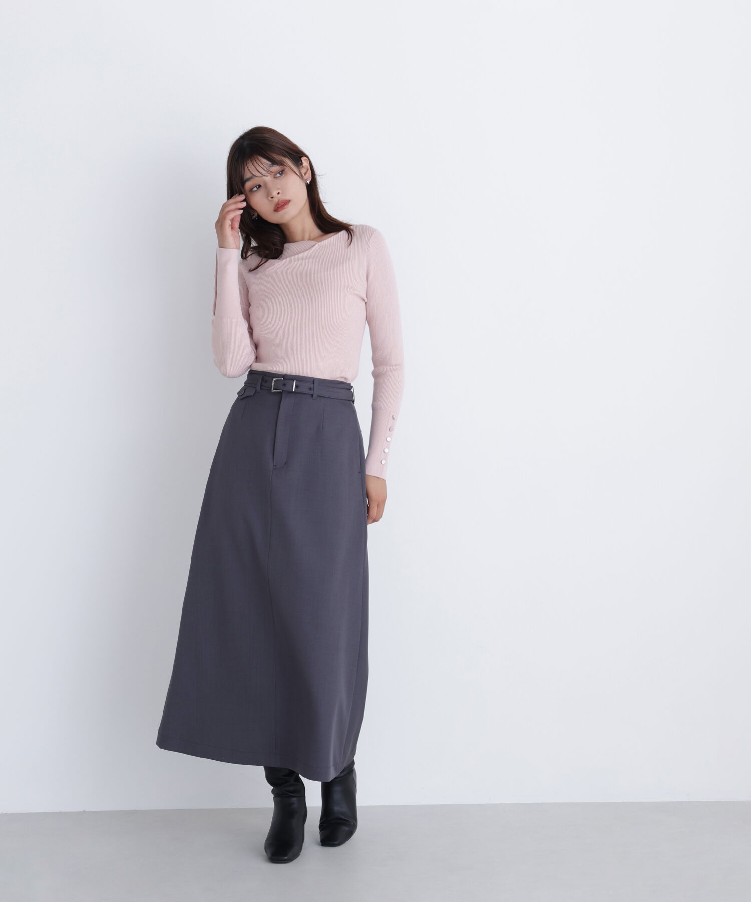  「ニュアンスネックリブニット」|ニット・セーター|