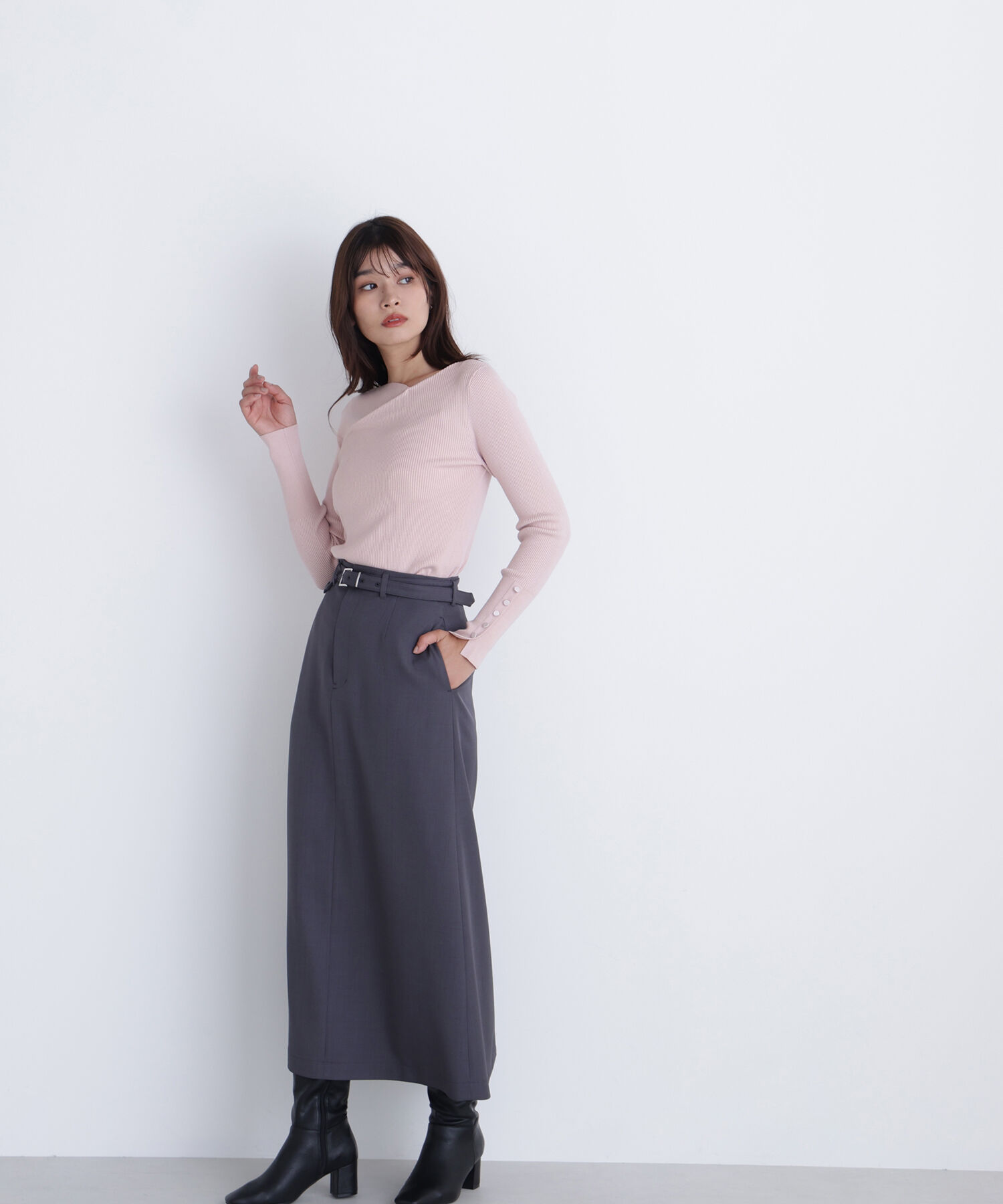  「ニュアンスネックリブニット」|ニット・セーター|