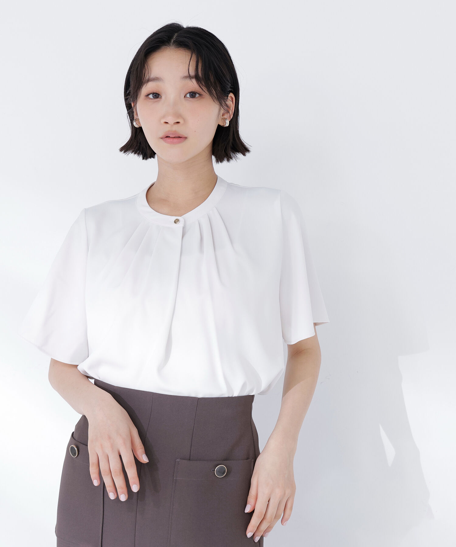  「フロントタックフレアスリーブブラウス」|シャツ・ブラウス|