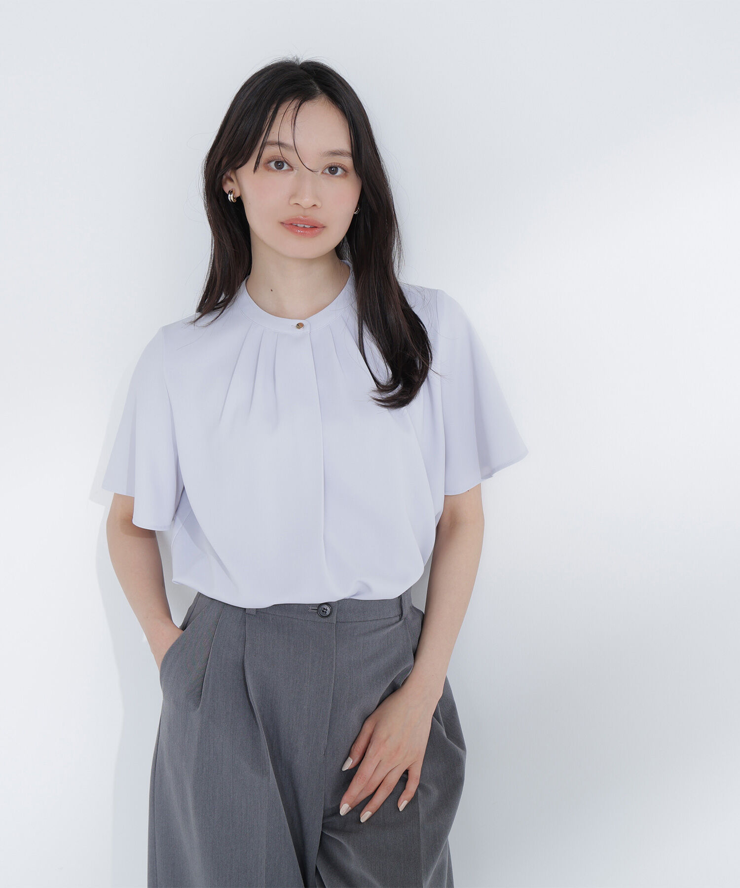  「フロントタックフレアスリーブブラウス」|シャツ・ブラウス|