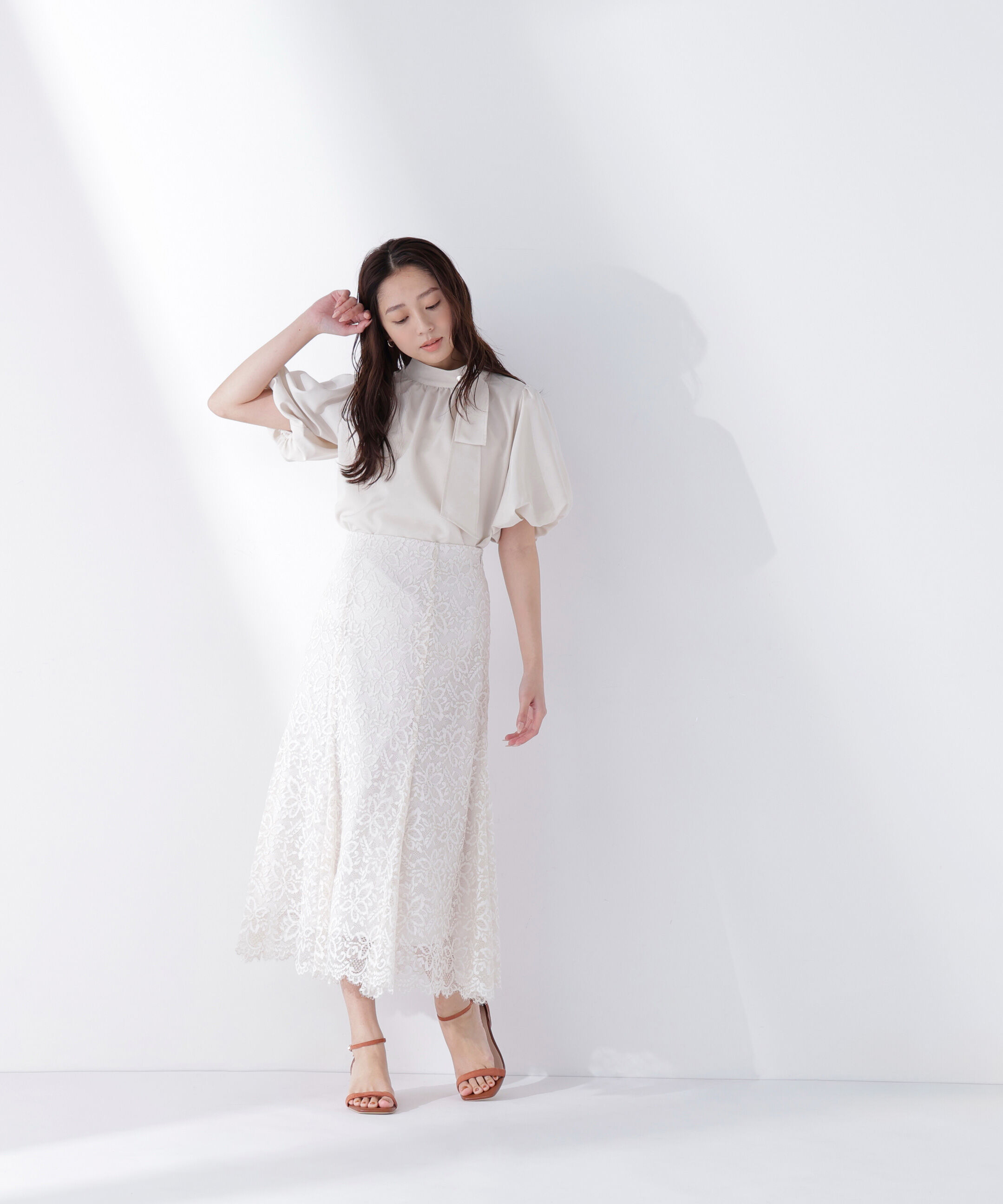  「リネンライクサイドタイブラウス」|シャツ・ブラウス|