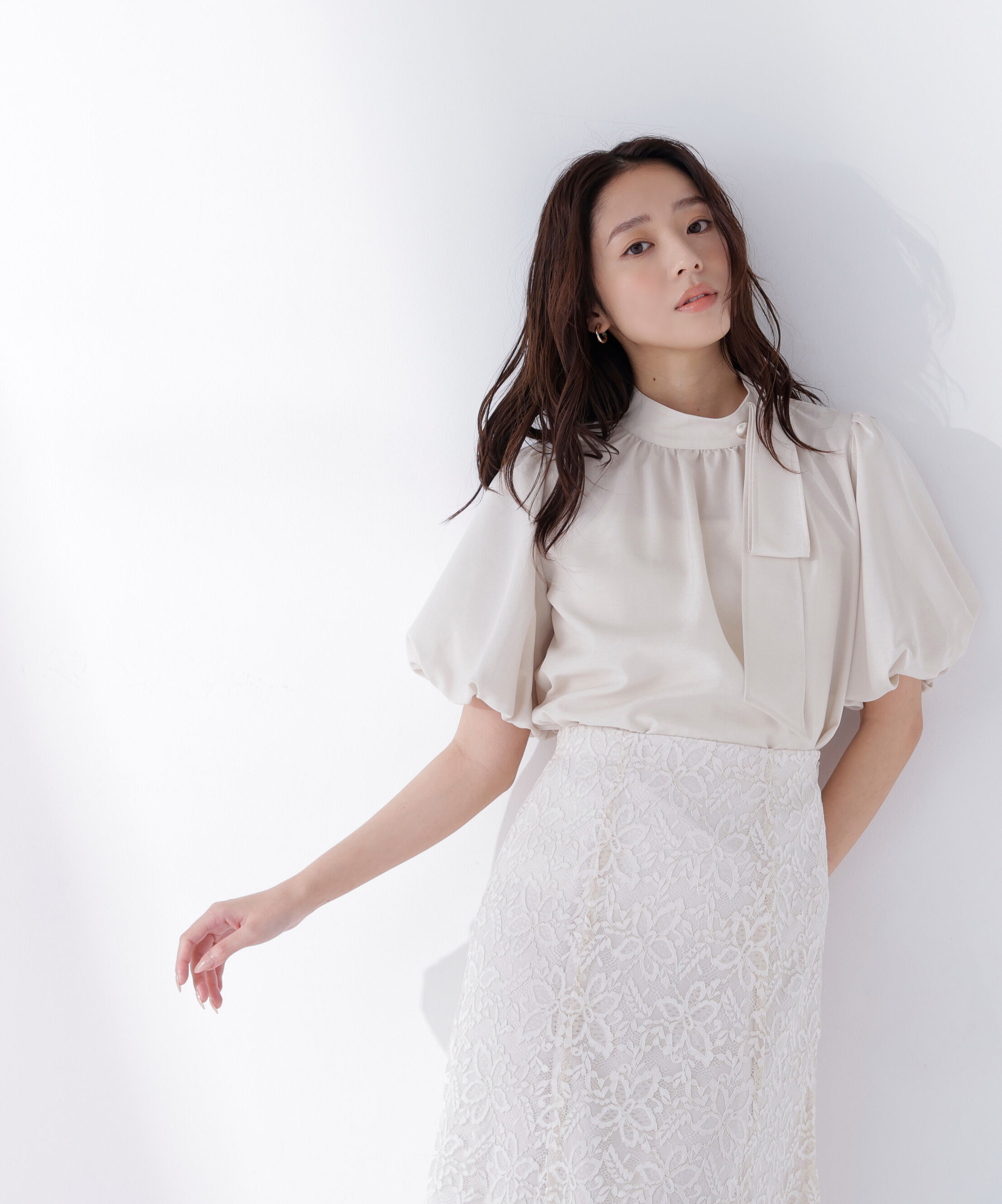  「リネンライクサイドタイブラウス」|シャツ・ブラウス|