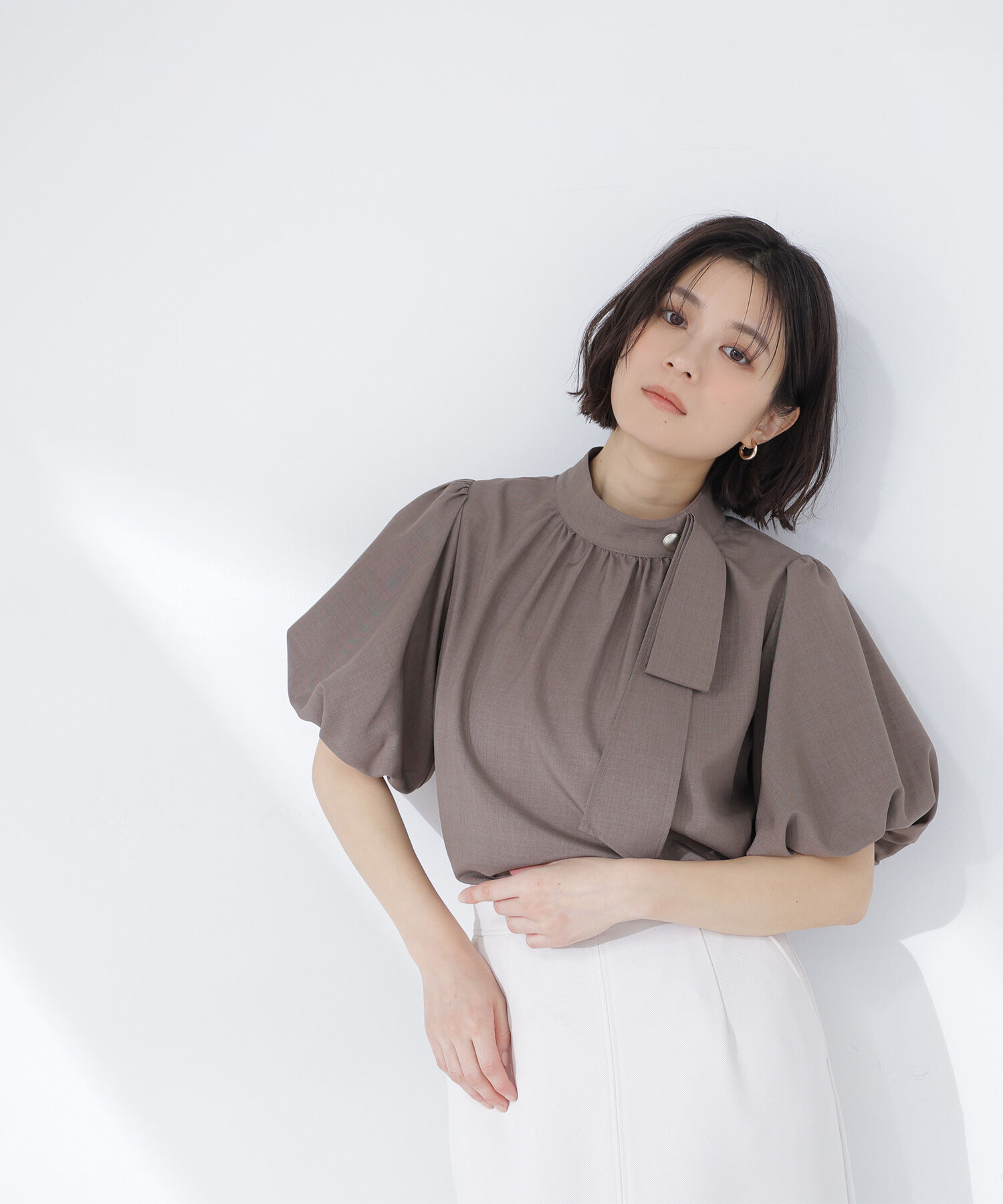  「リネンライクサイドタイブラウス」|シャツ・ブラウス|