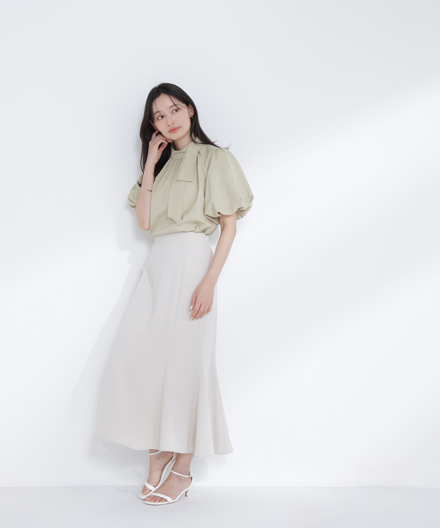  「リネンライクサイドタイブラウス」|シャツ・ブラウス|