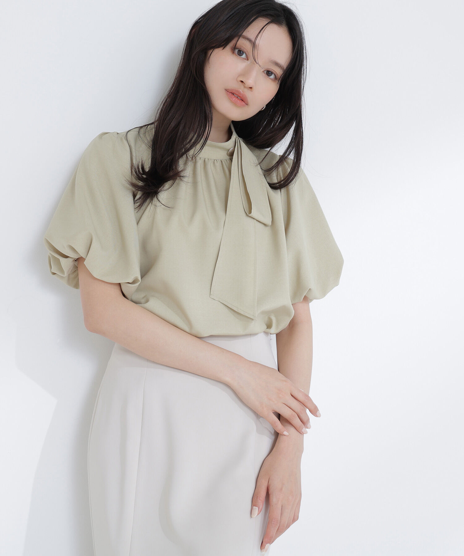  「リネンライクサイドタイブラウス」|シャツ・ブラウス|