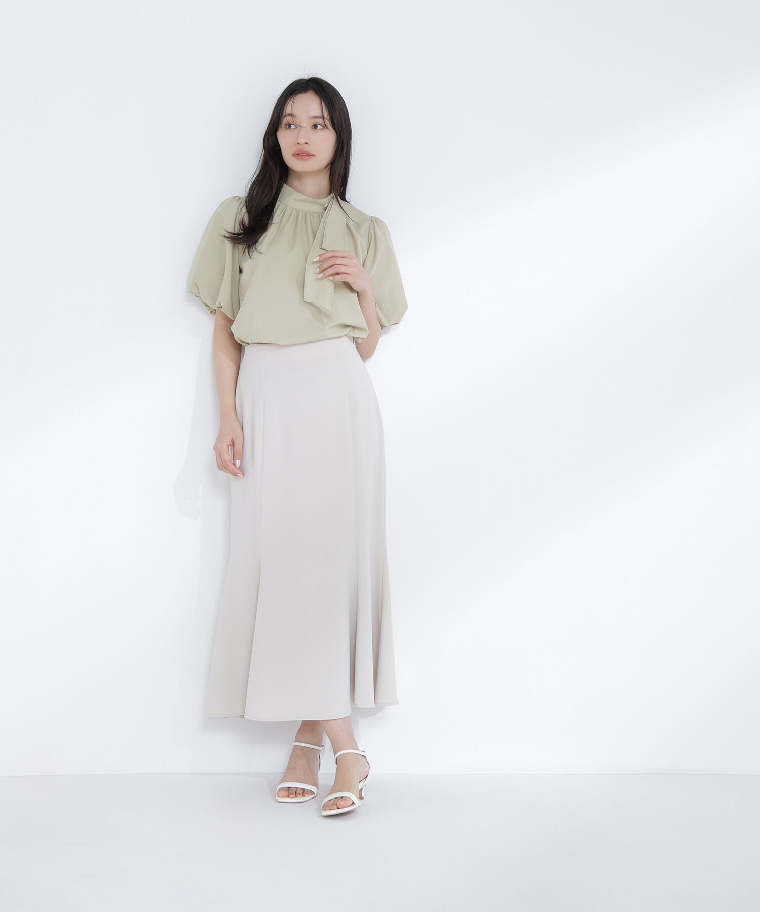  「リネンライクサイドタイブラウス」|シャツ・ブラウス|