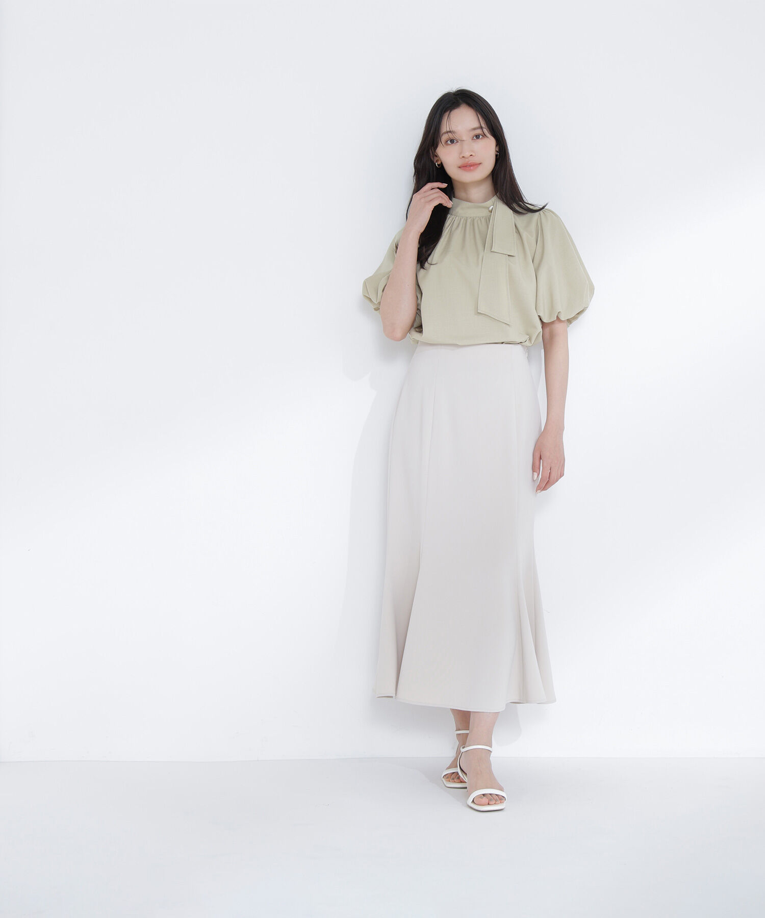  「リネンライクサイドタイブラウス」|シャツ・ブラウス|