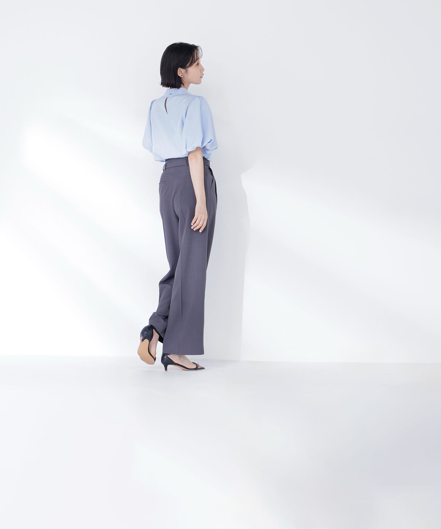  「リネンライクサイドタイブラウス」|シャツ・ブラウス|