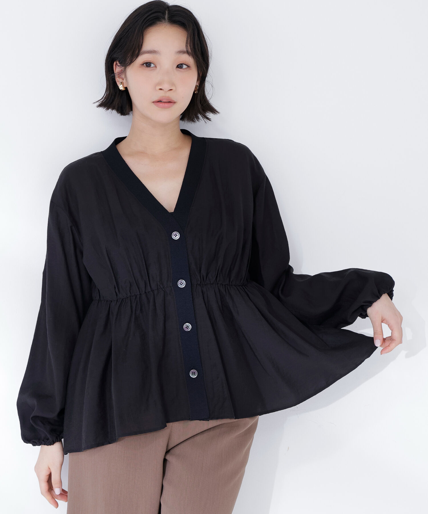  「シャツカーディガン」|シャツ・ブラウス|ブラック