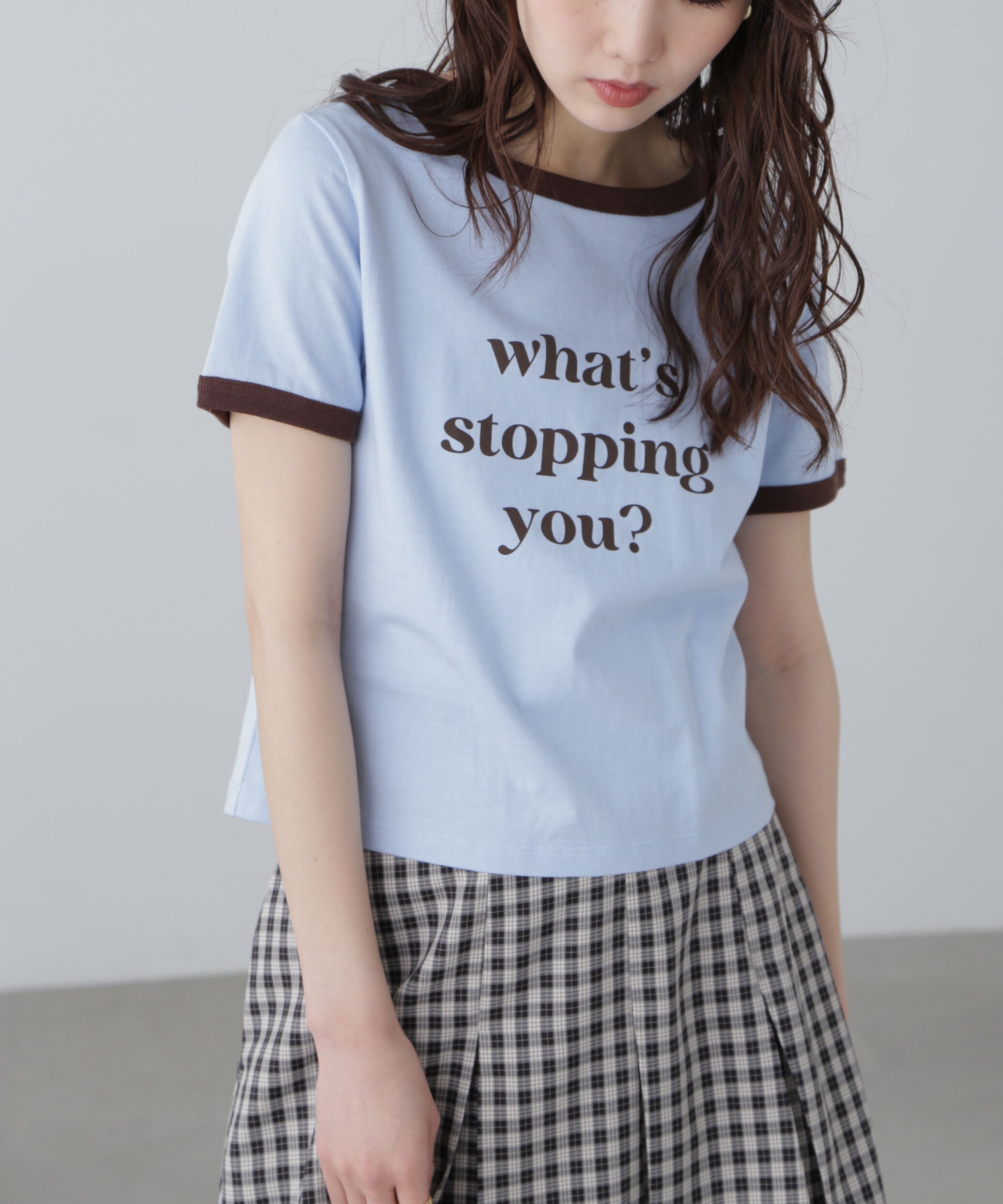  「レトロロゴリンガーT」|Tシャツ・カットソー|ブルー&times;ブラウ