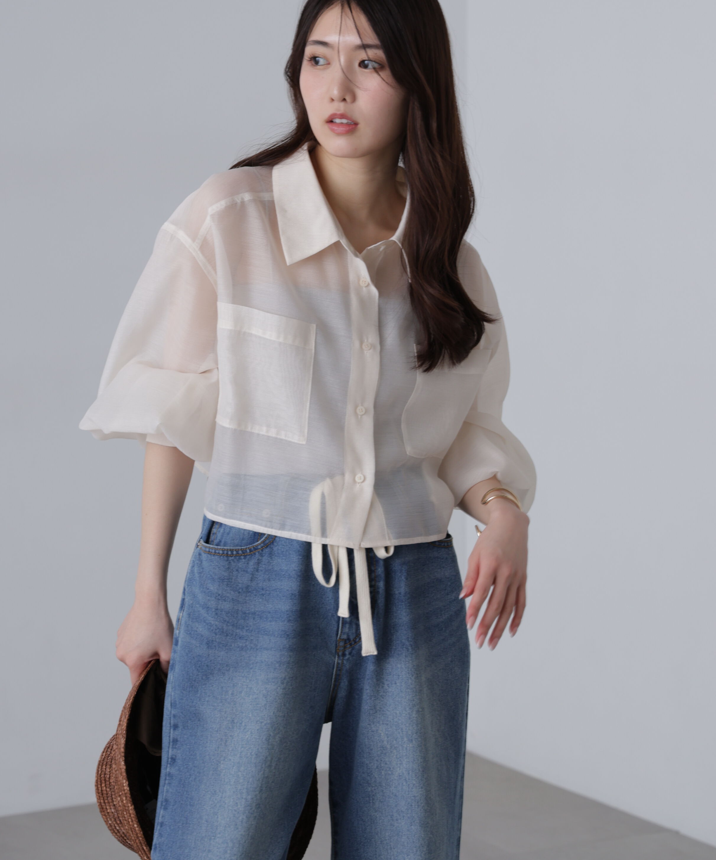  「シアーオーガンジーショート丈シャツ」|シャツ・ブラウス|