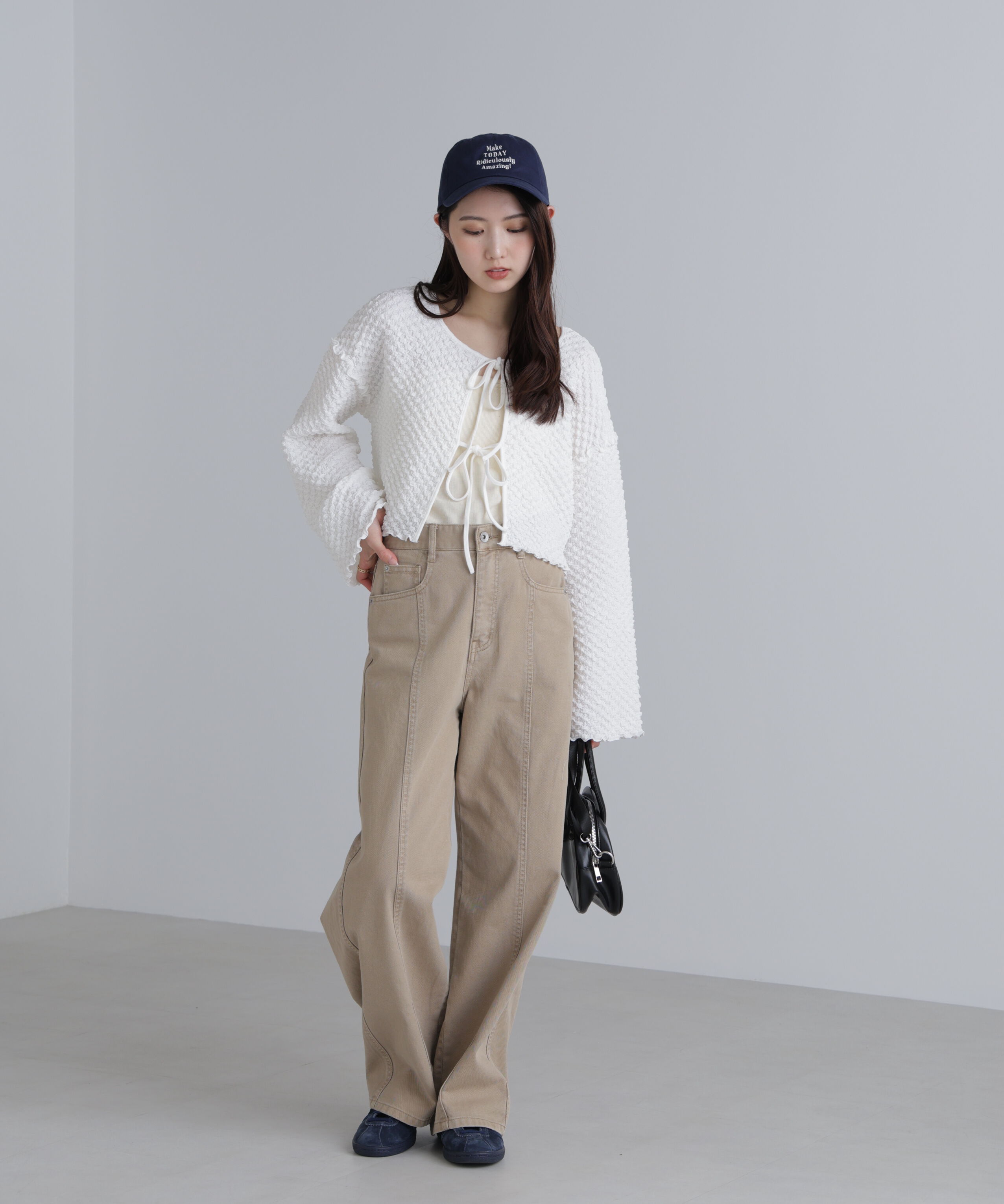  「前後２ＷＡＹぽこぽこリボンカーディガン」|Tシャツ・カットソー|