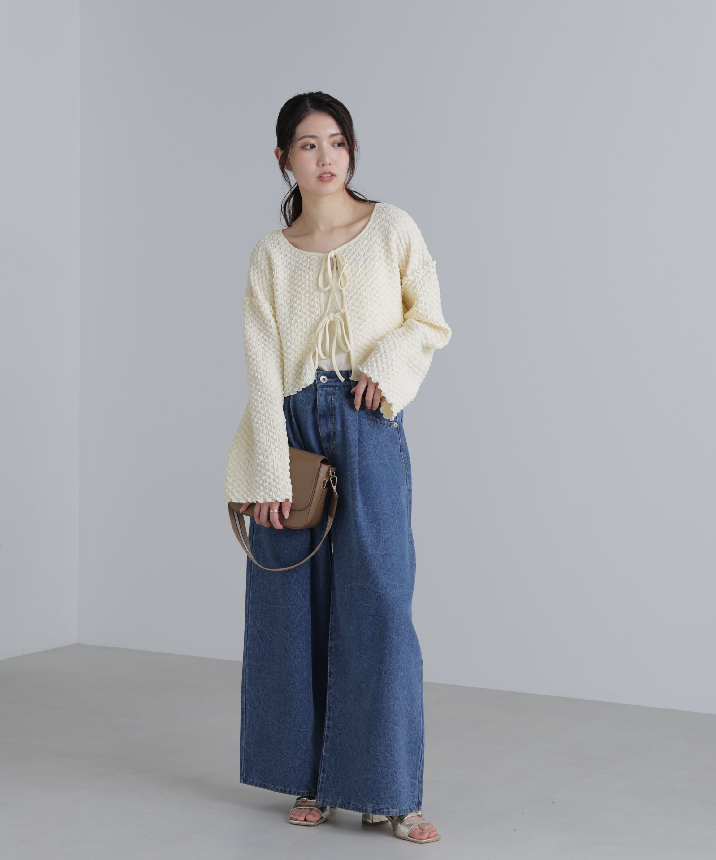  「前後２ＷＡＹぽこぽこリボンカーディガン」|Tシャツ・カットソー|