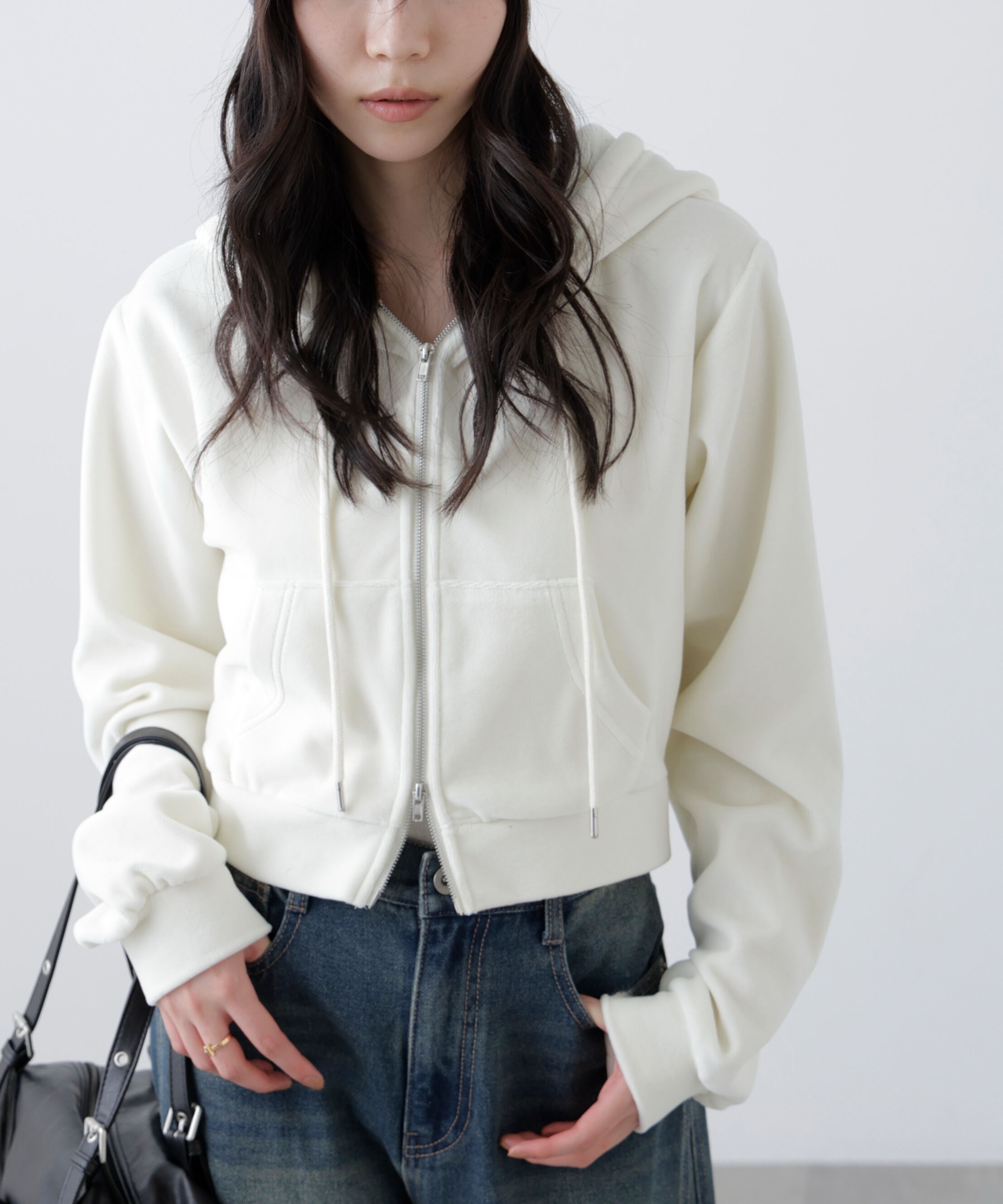  「Ｗジップベロアパーカー」|Tシャツ・カットソー|オフ白