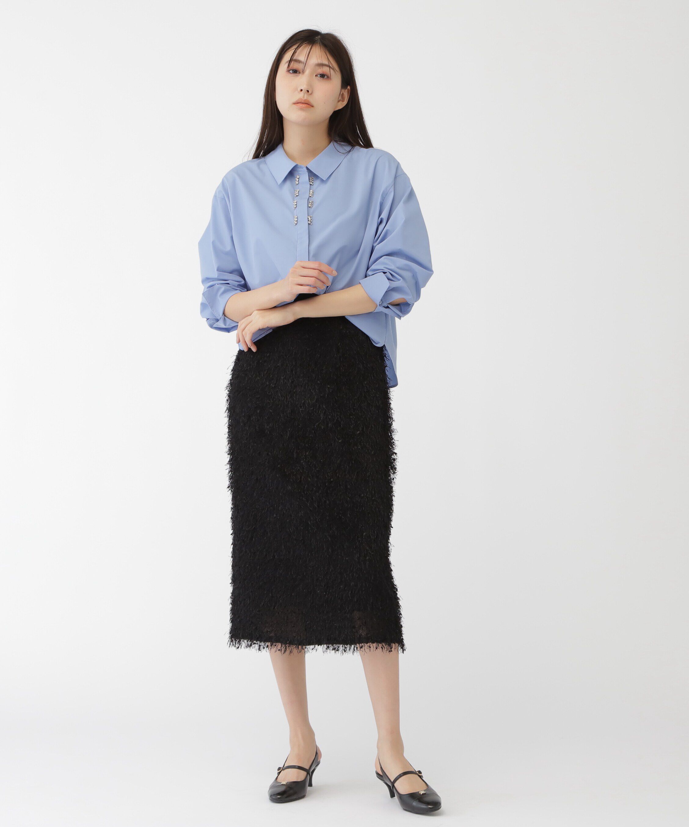  「ストレッチファンシーヤーンタイトスカート」|スカート|