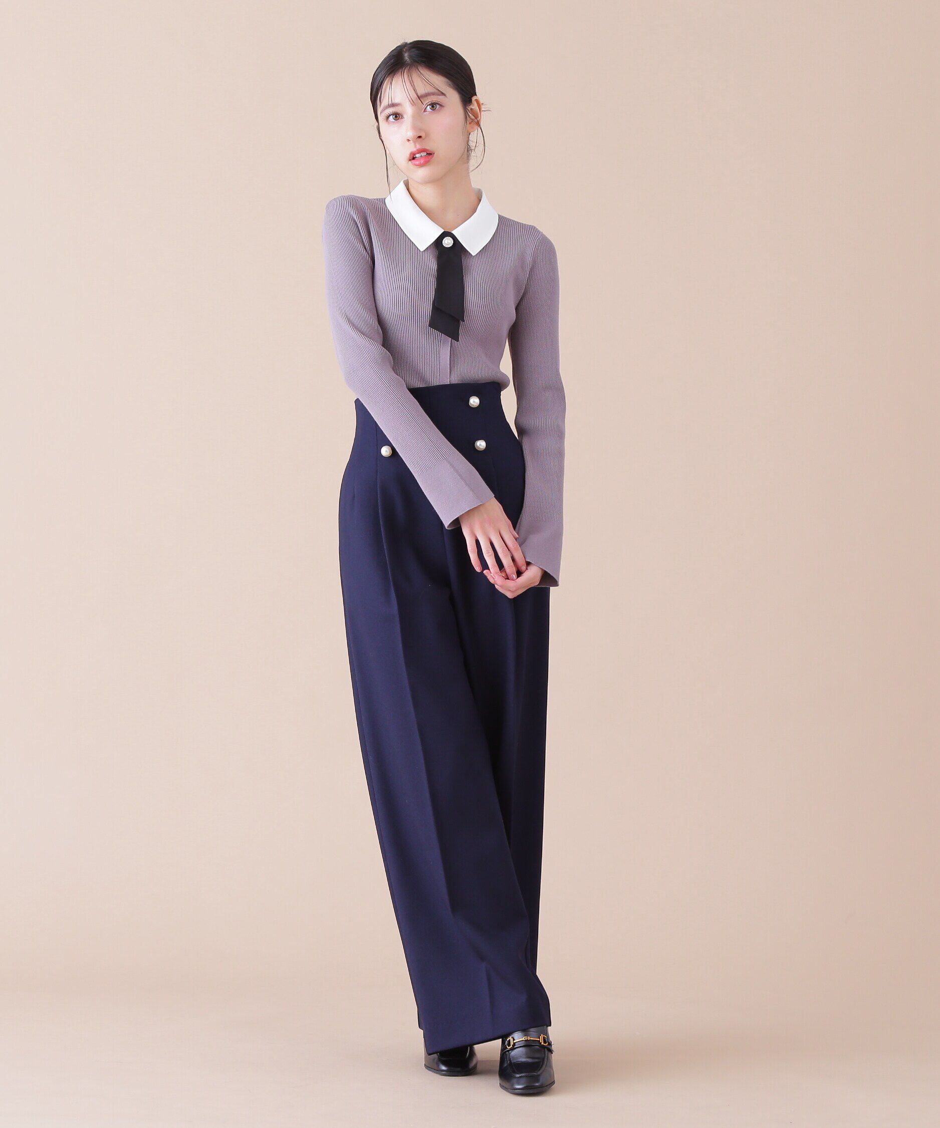  「パールボタンワイドパンツ」|その他|