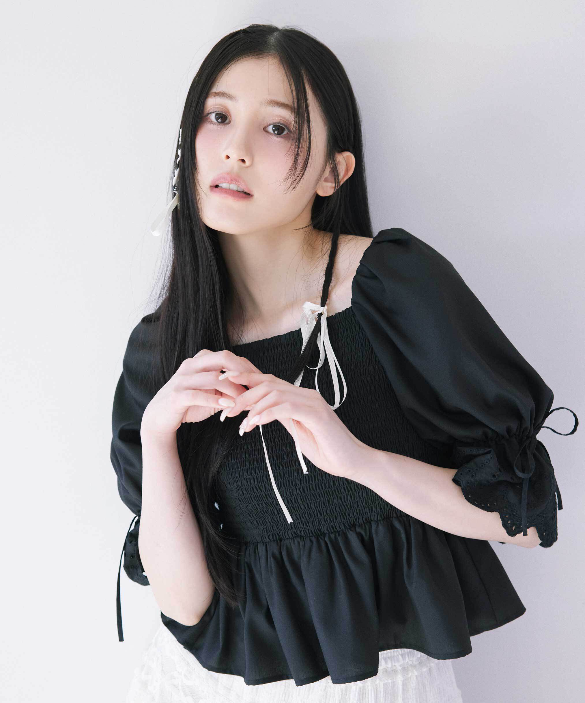  「エンブロイダリーパフブラウス」|シャツ・ブラウス|ブラック