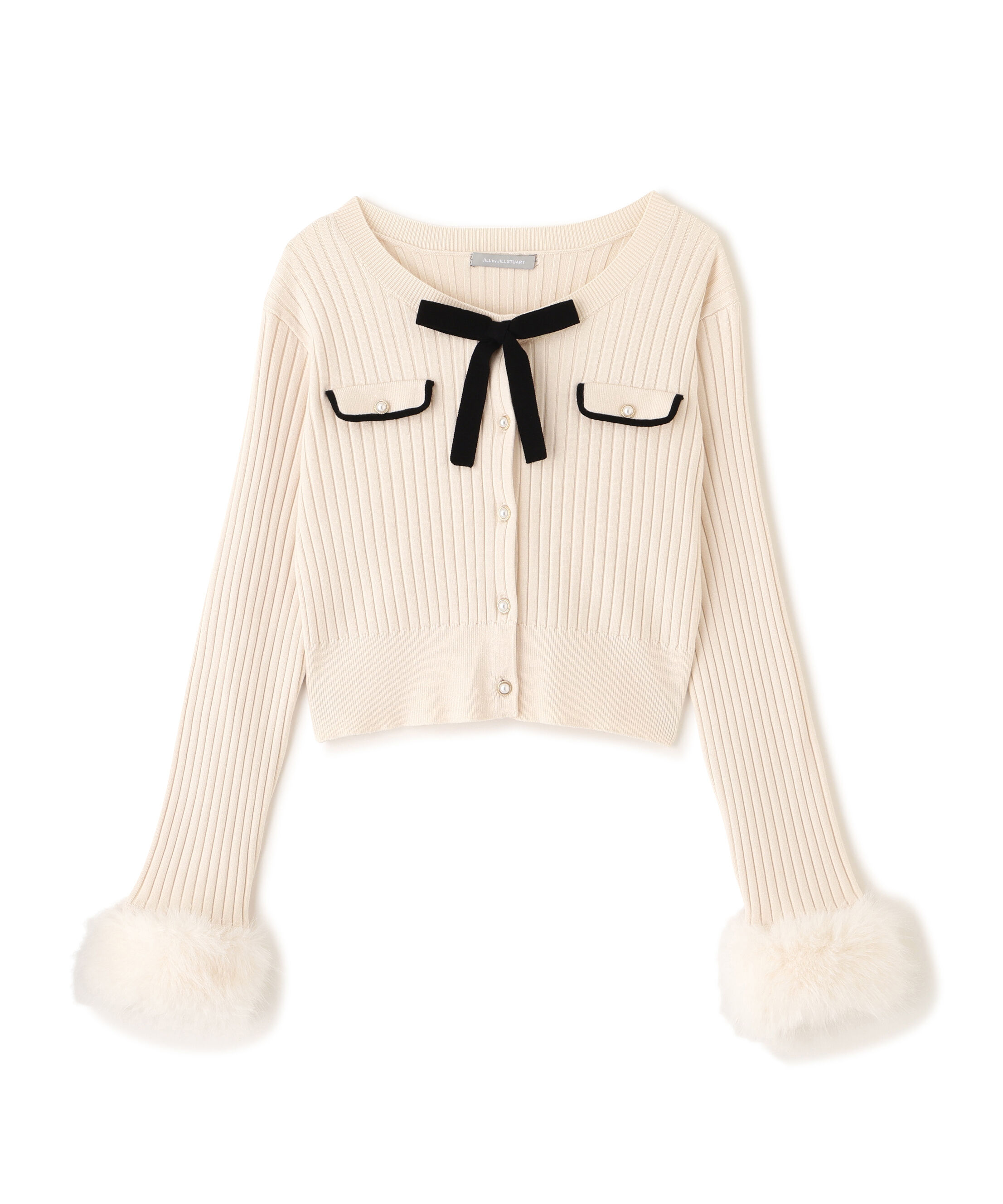  「袖フェイクファーカーデトップス」|ニット・セーター|エクリュ