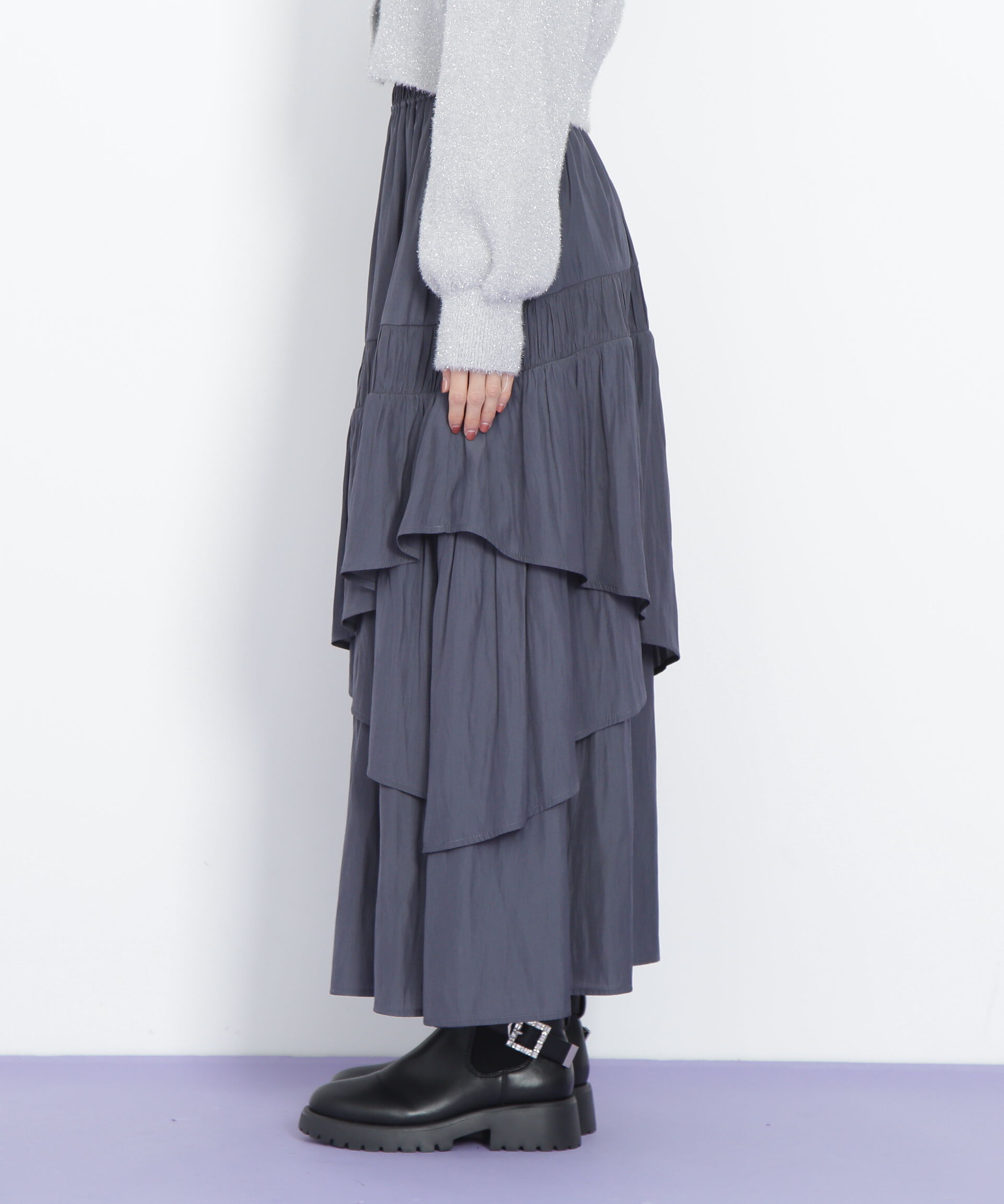  「割線ランダムティアードスカート」|スカート|