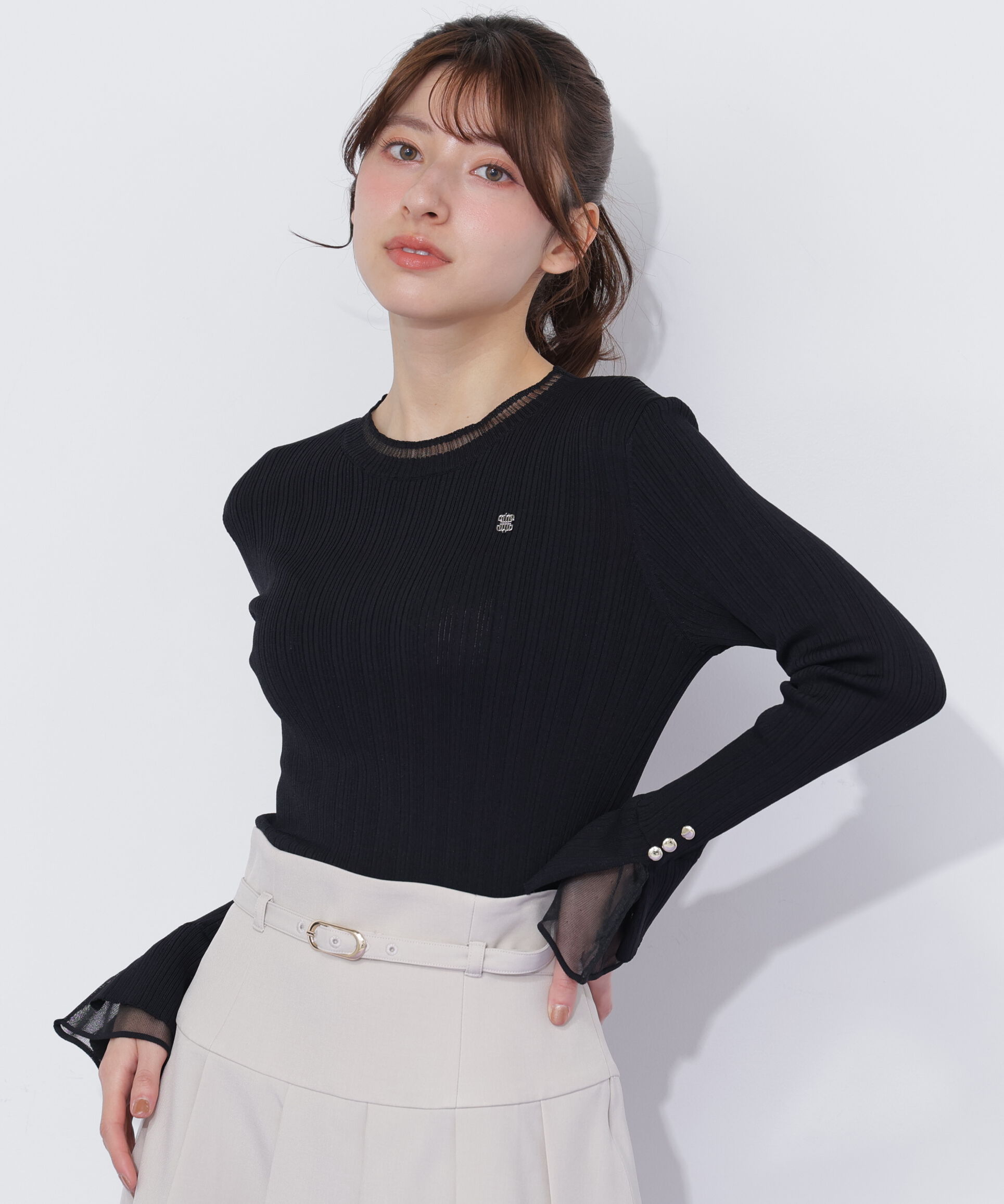  「　袖シアースリットニット」|ニット・セーター|