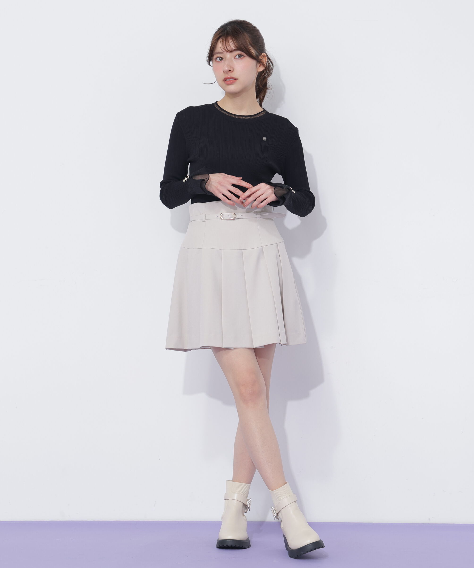  「　袖シアースリットニット」|ニット・セーター|