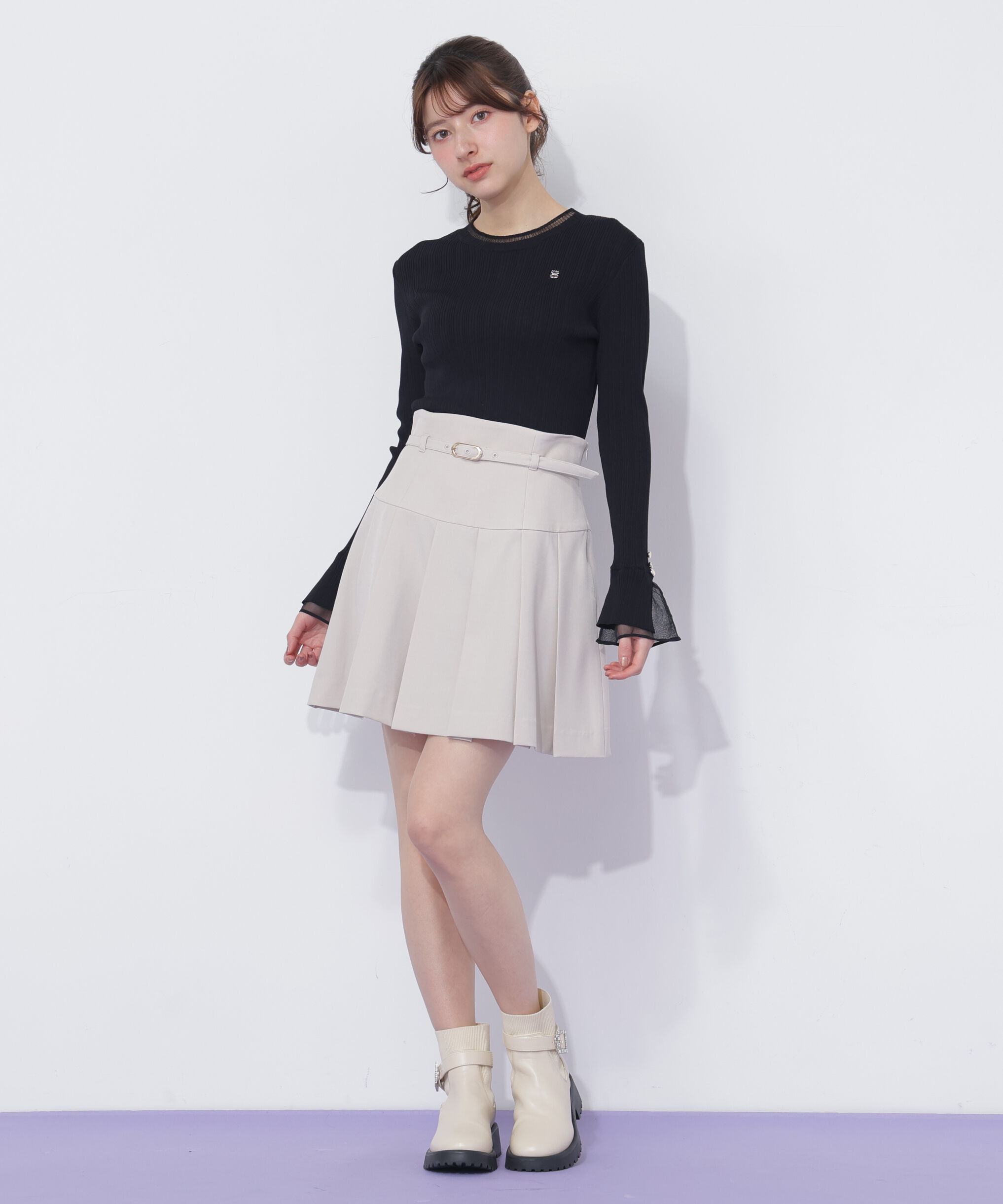  「　袖シアースリットニット」|ニット・セーター|