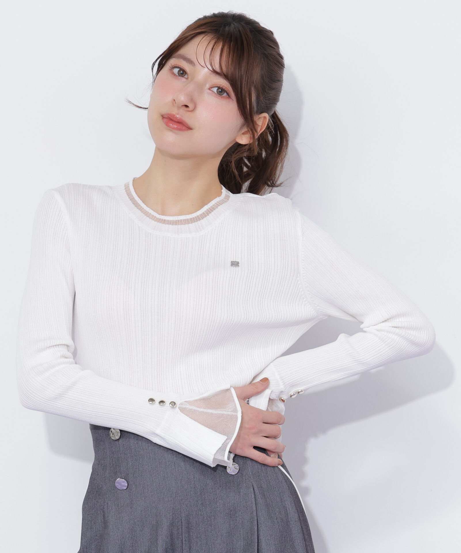  「　袖シアースリットニット」|ニット・セーター|