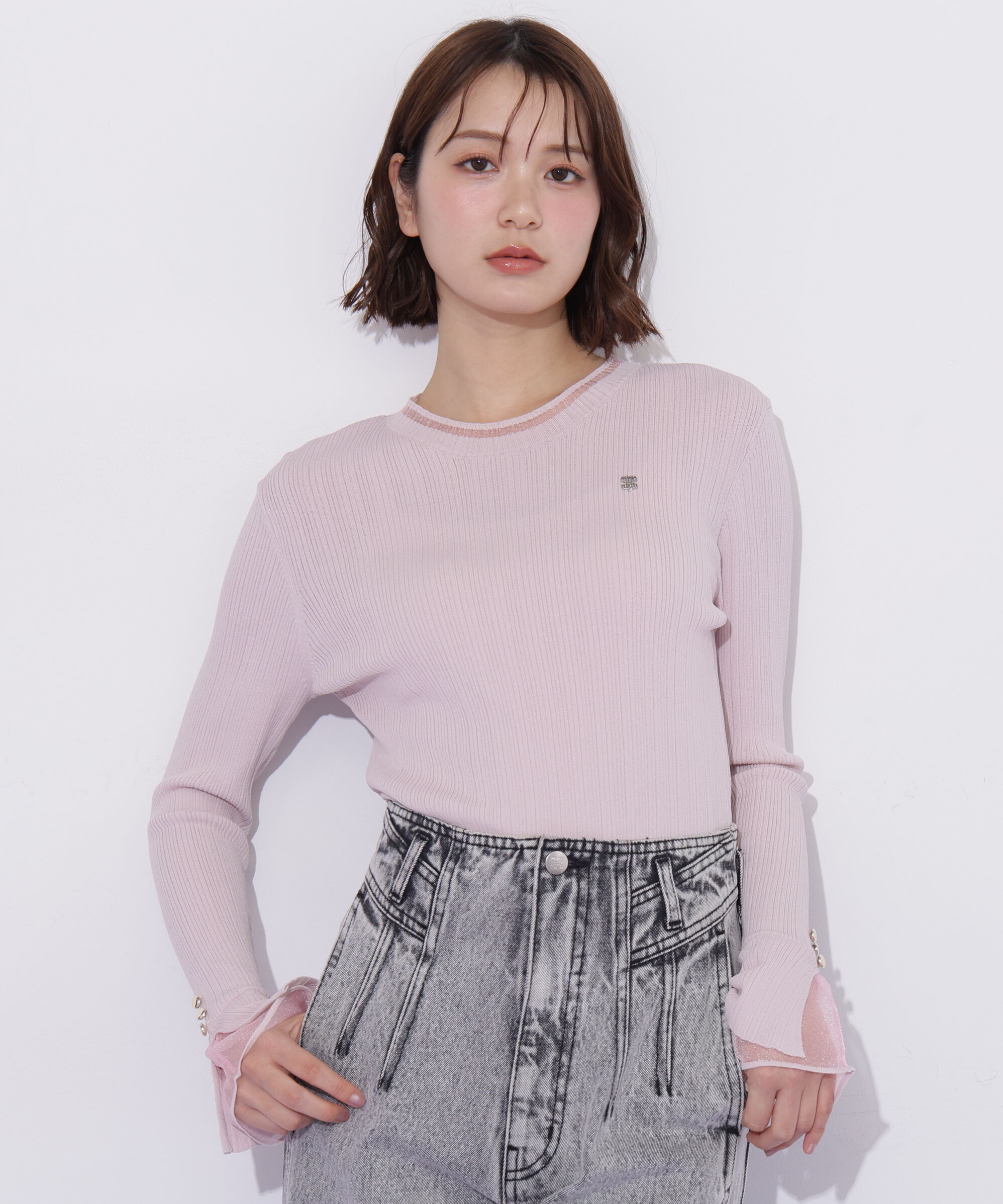  「　袖シアースリットニット」|ニット・セーター|