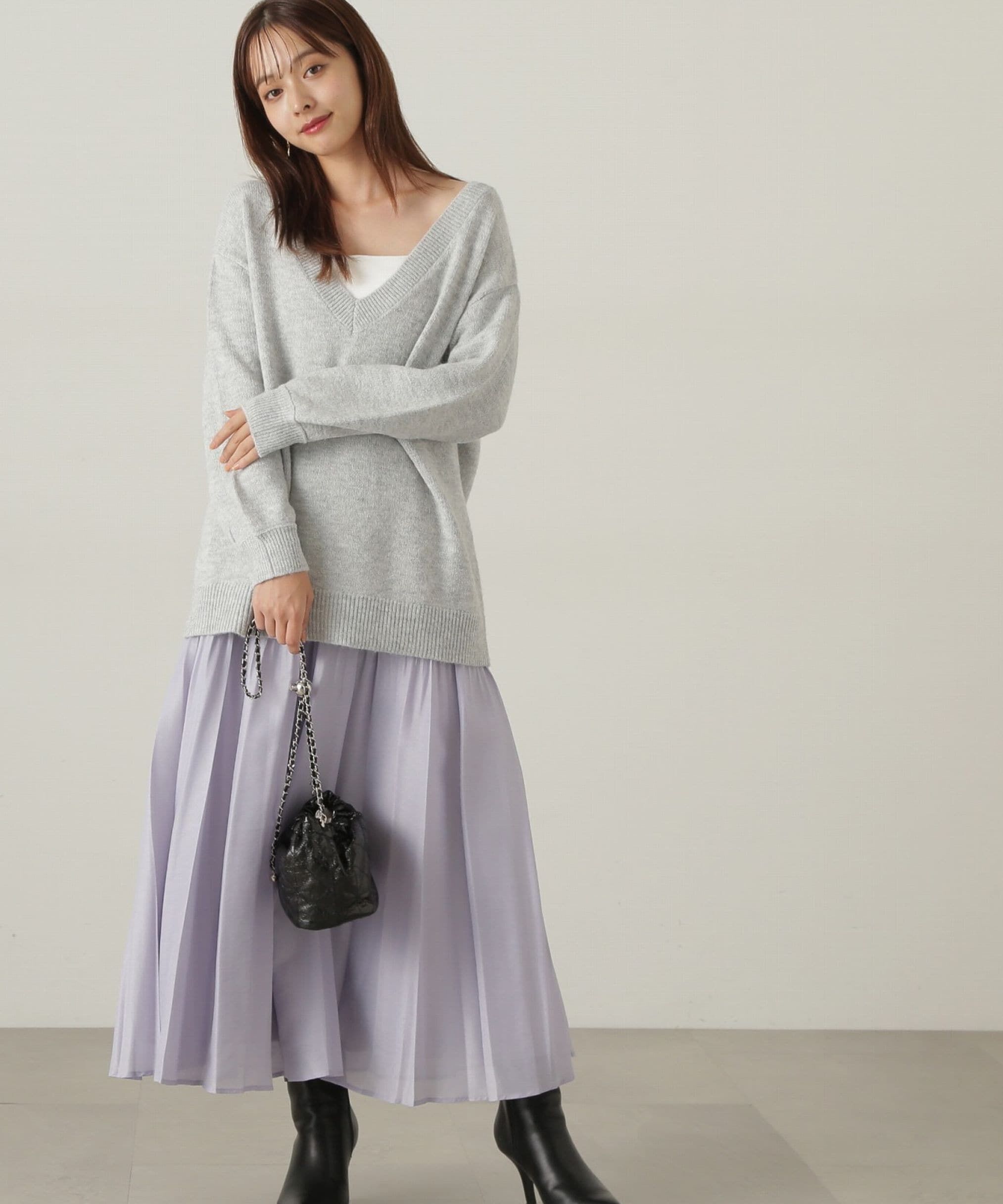 PROPORTION BODY DRESSING「プリーツオーガンスカート　24AW」|スカート|パープル