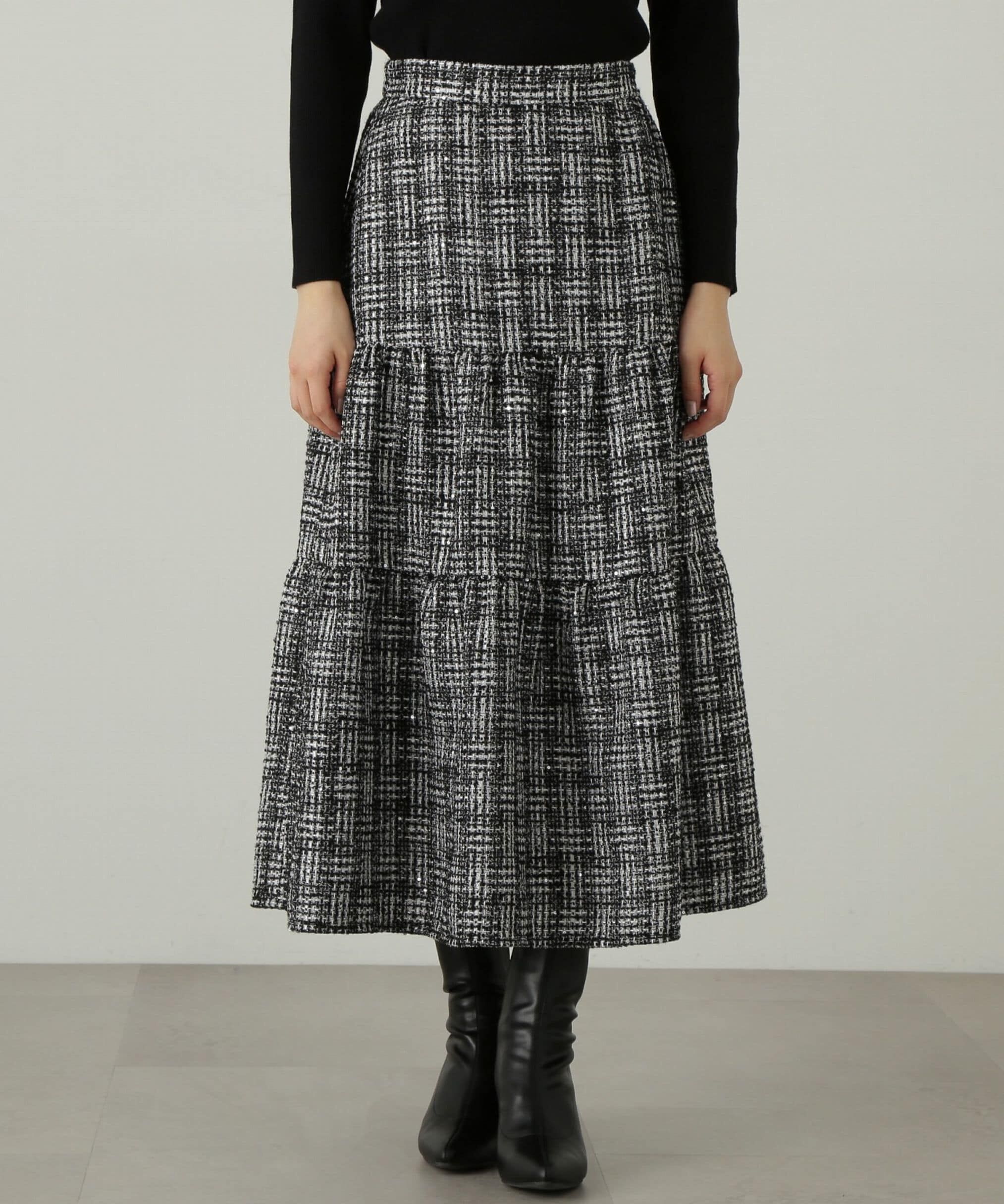 PROPORTION BODY DRESSING「ツイードティアードスカート」|スカート|