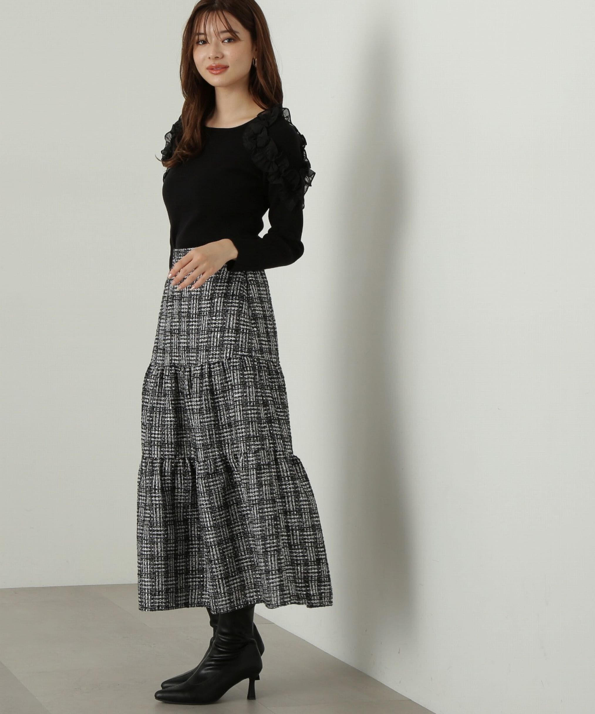 PROPORTION BODY DRESSING「ツイードティアードスカート」|スカート|