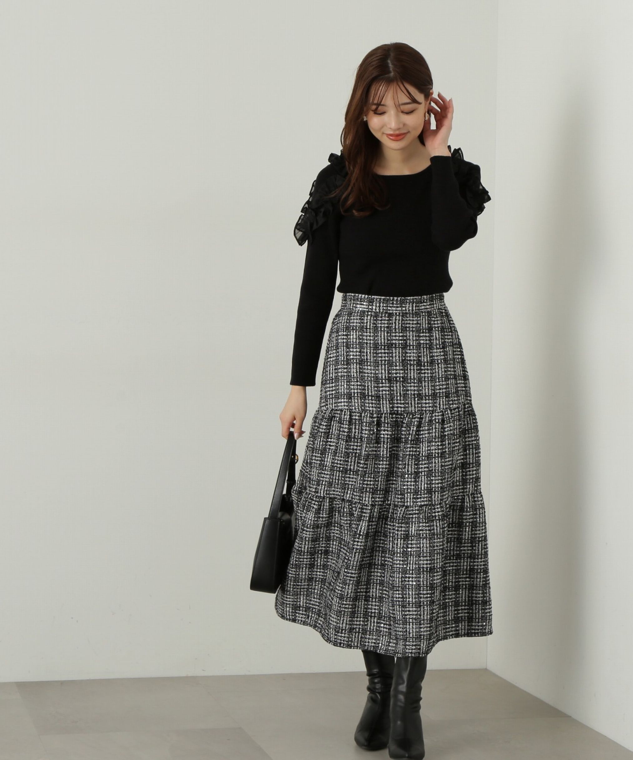 PROPORTION BODY DRESSING「ツイードティアードスカート」|スカート|