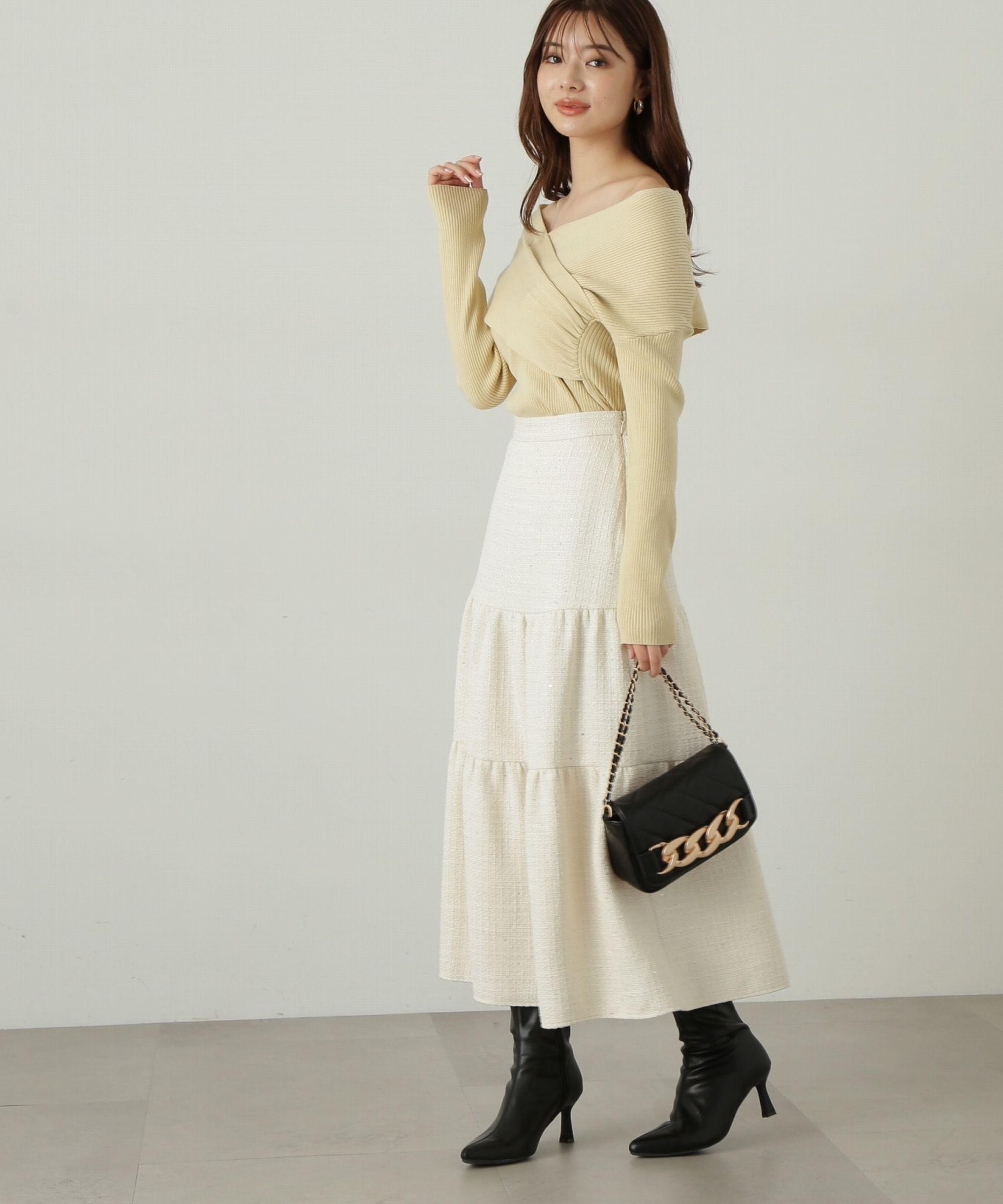 PROPORTION BODY DRESSING「ツイードティアードスカート」|スカート|