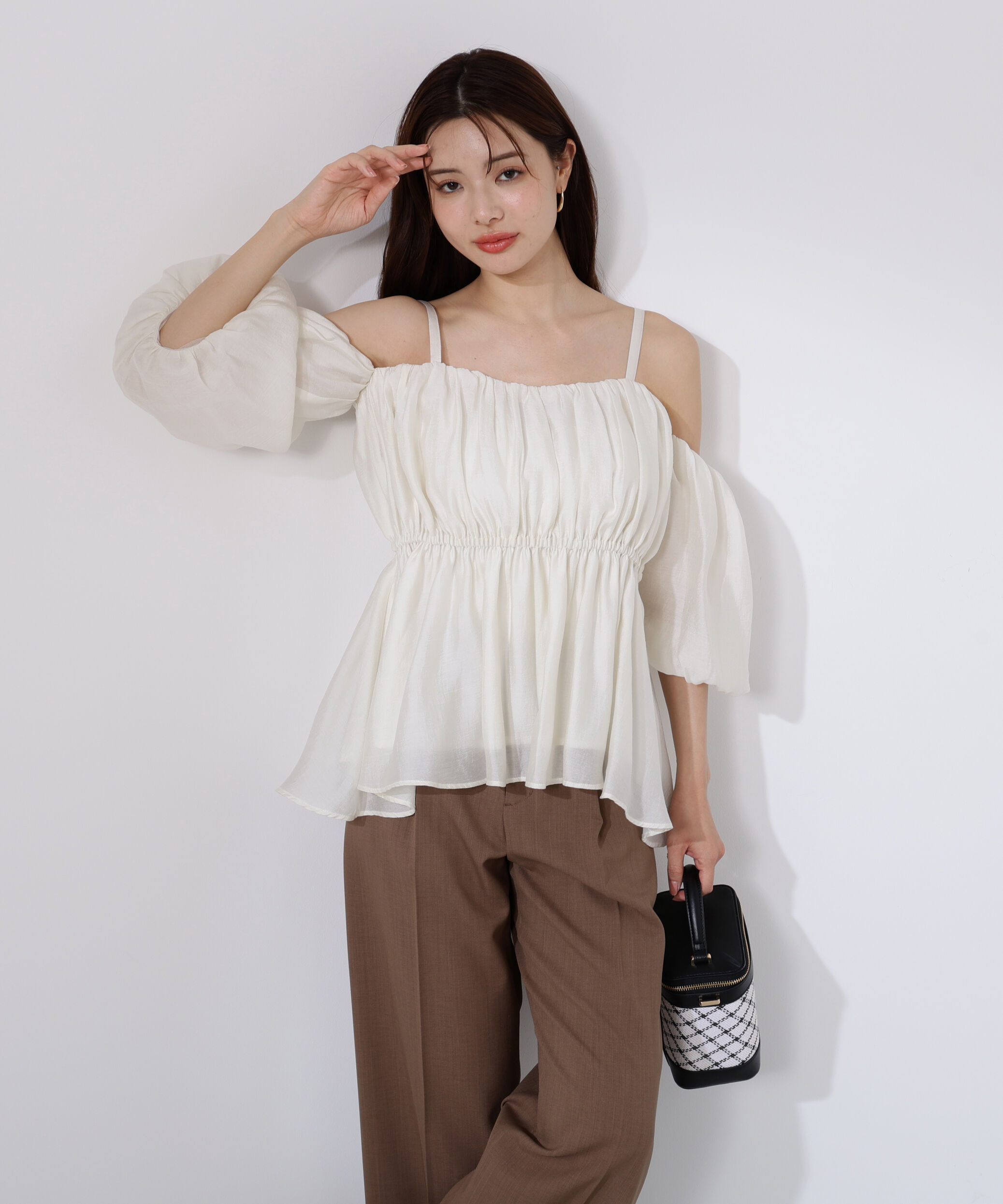 PROPORTION BODY DRESSING「シャーリングオフショルブラウス」|シャツ・ブラウス|