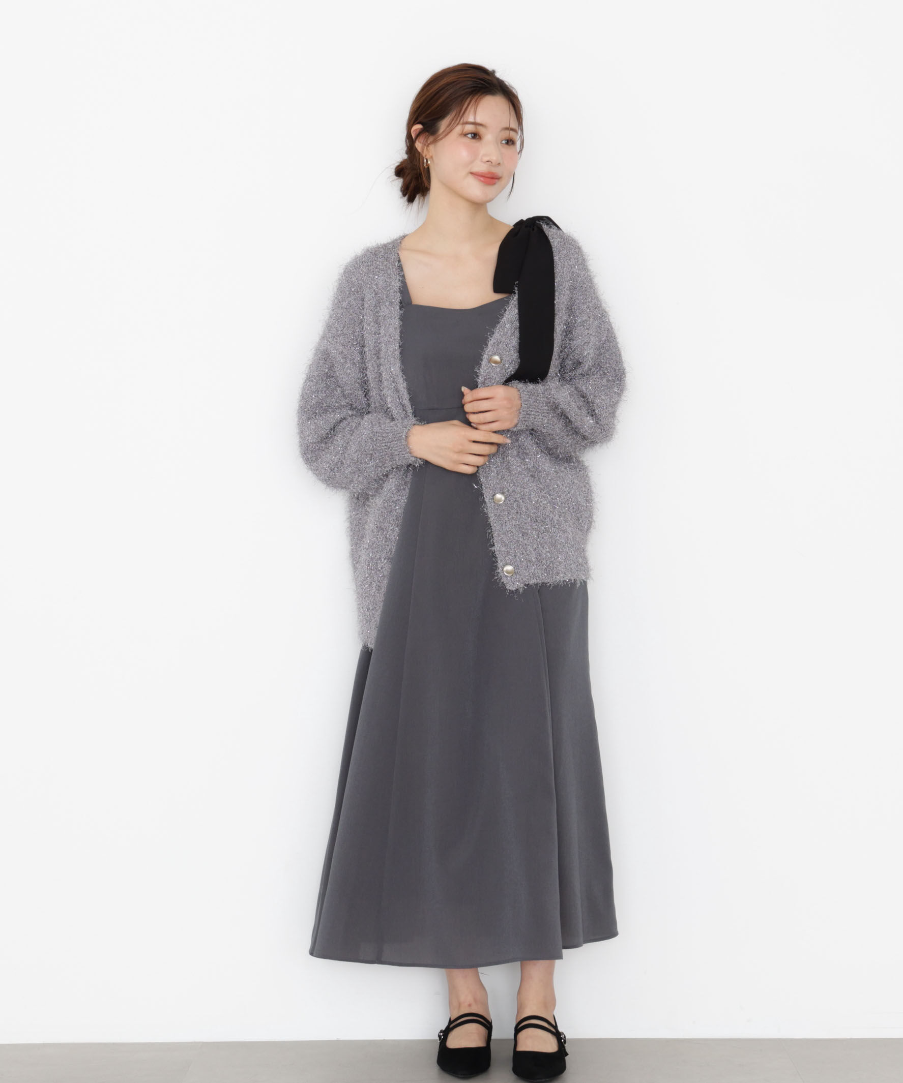 PROPORTION BODY DRESSING「《EDIT COLOGNE》肩リボンキャミワンピース 25AW」|ワンピース|