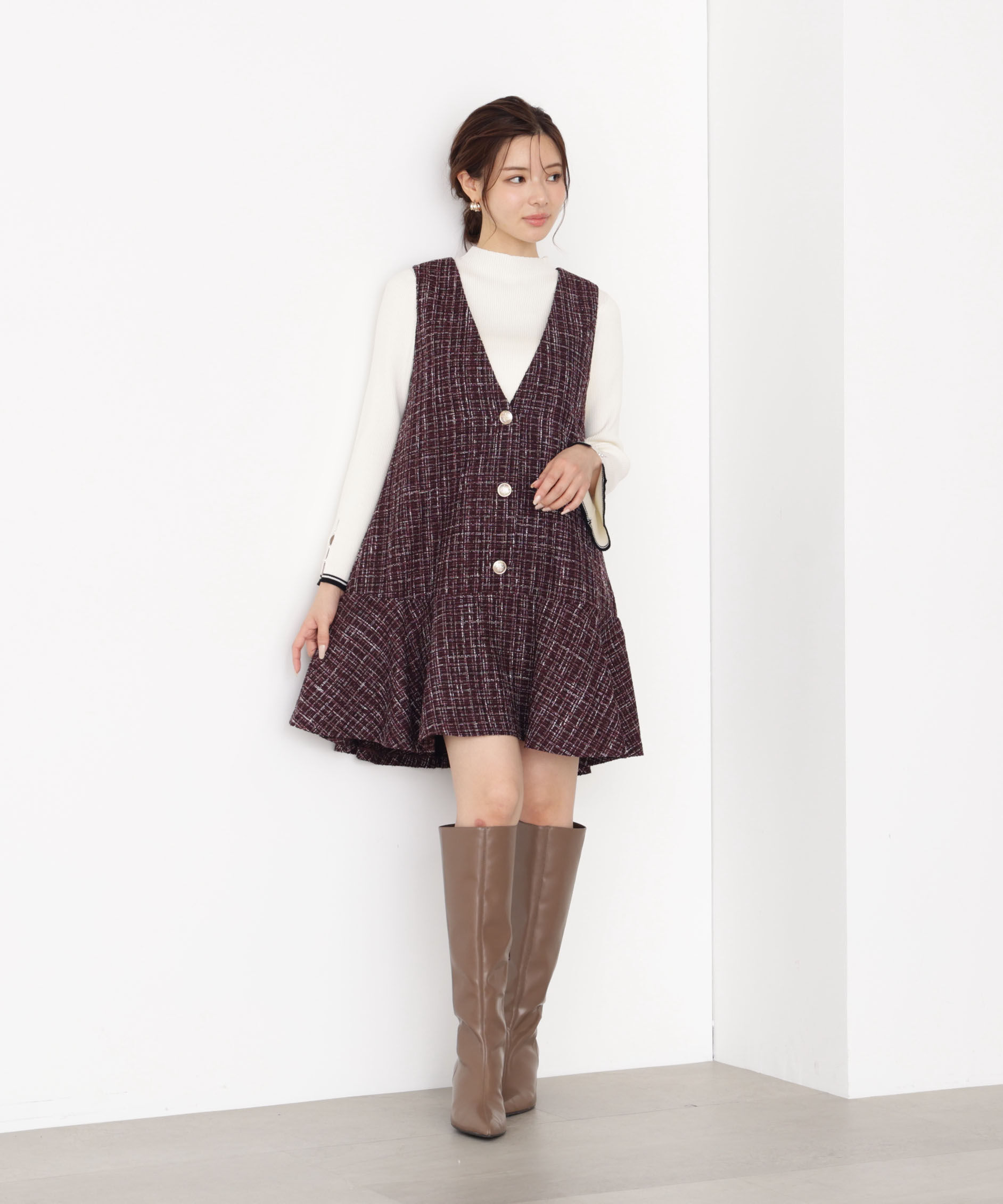 PROPORTION BODY DRESSING「＜ハンドウォッシャブル＞スタンドネックリブニット 25AW」|ニット・セーター|