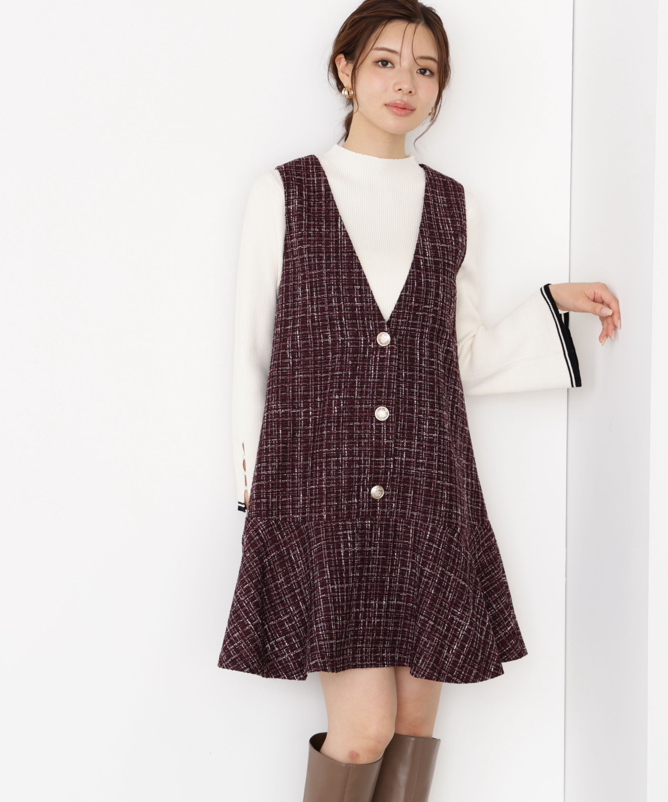 PROPORTION BODY DRESSING「＜ハンドウォッシャブル＞スタンドネックリブニット 25AW」|ニット・セーター|