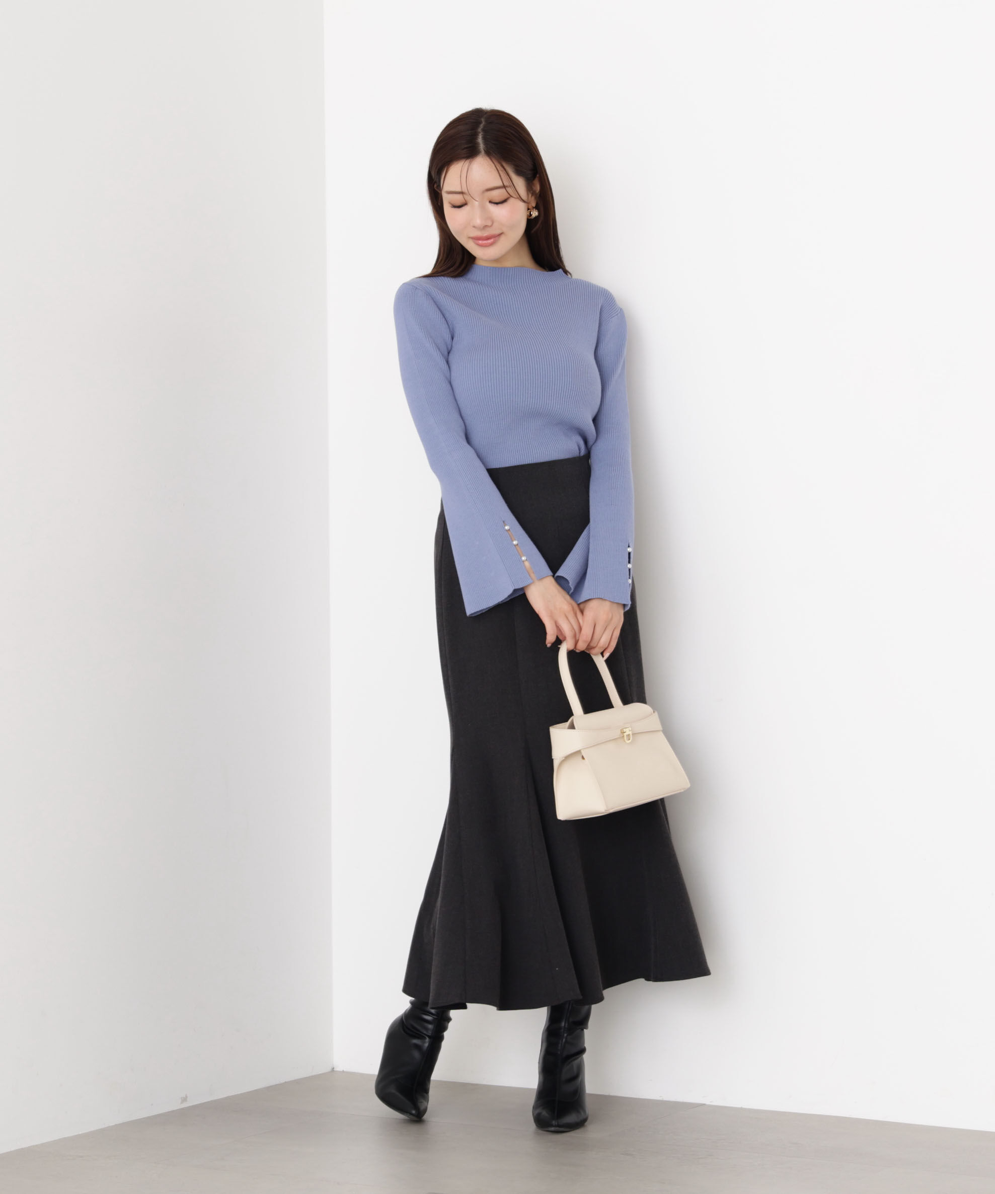 PROPORTION BODY DRESSING「＜ハンドウォッシャブル＞スタンドネックリブニット 25AW」|ニット・セーター|