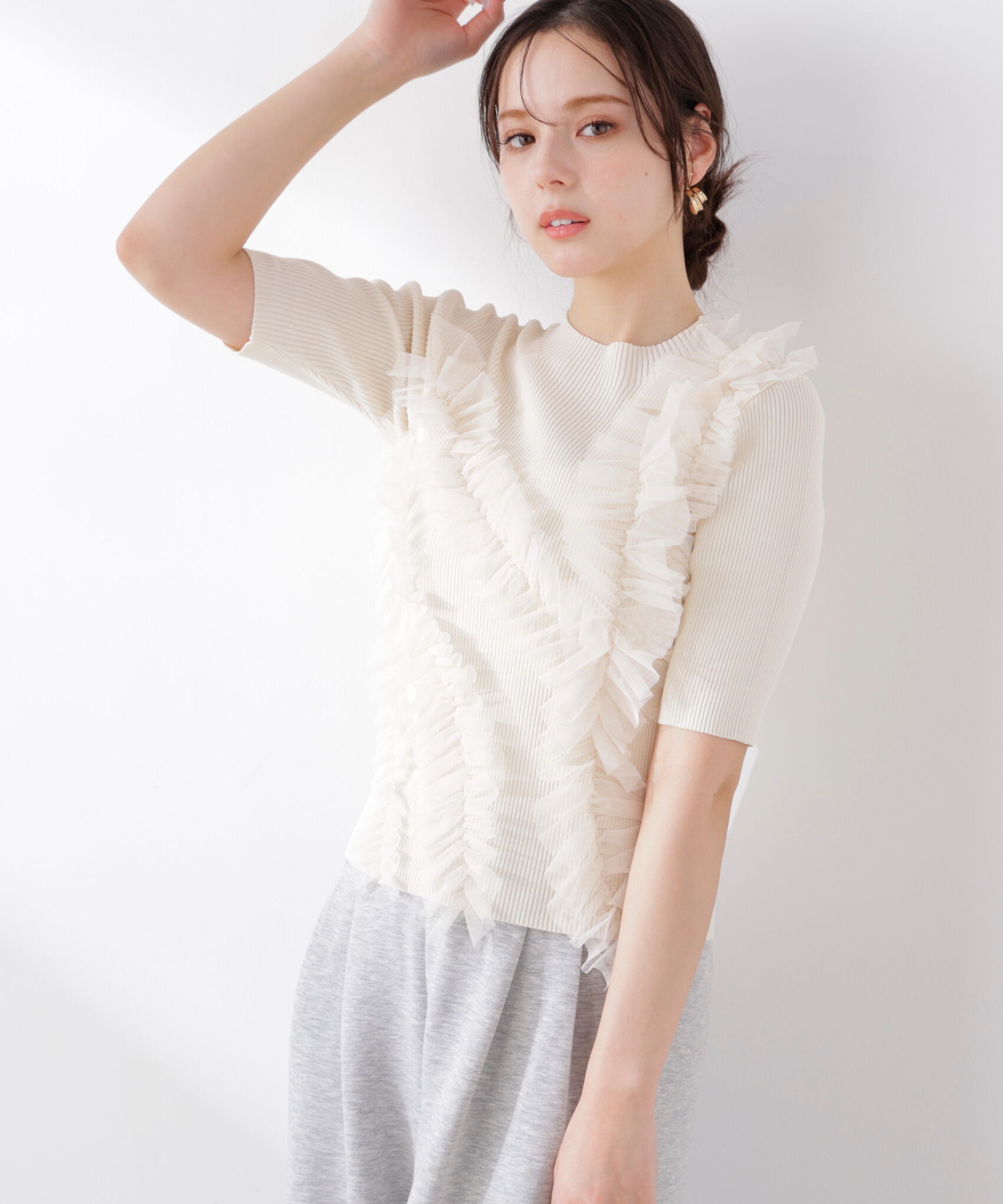 PROPORTION BODY DRESSING「チュールフリル付きニット　26SS」|ニット・セーター|